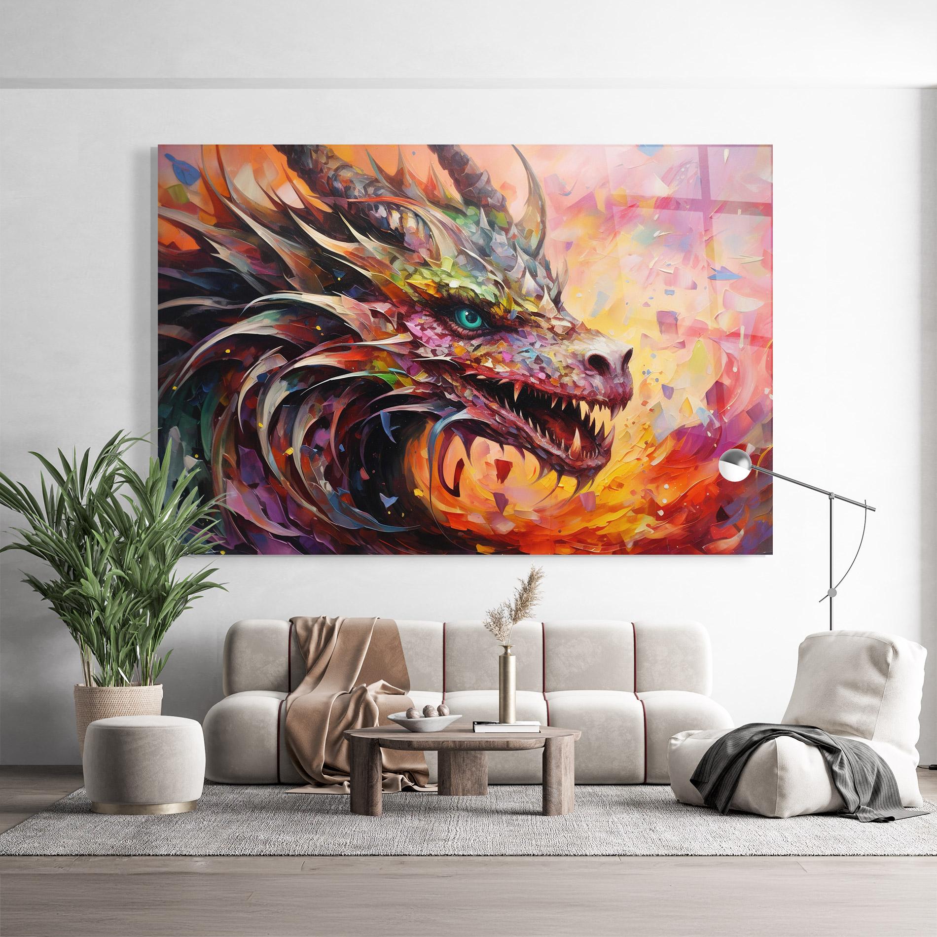Glasbild Colorful Dragon Painting mockup 9