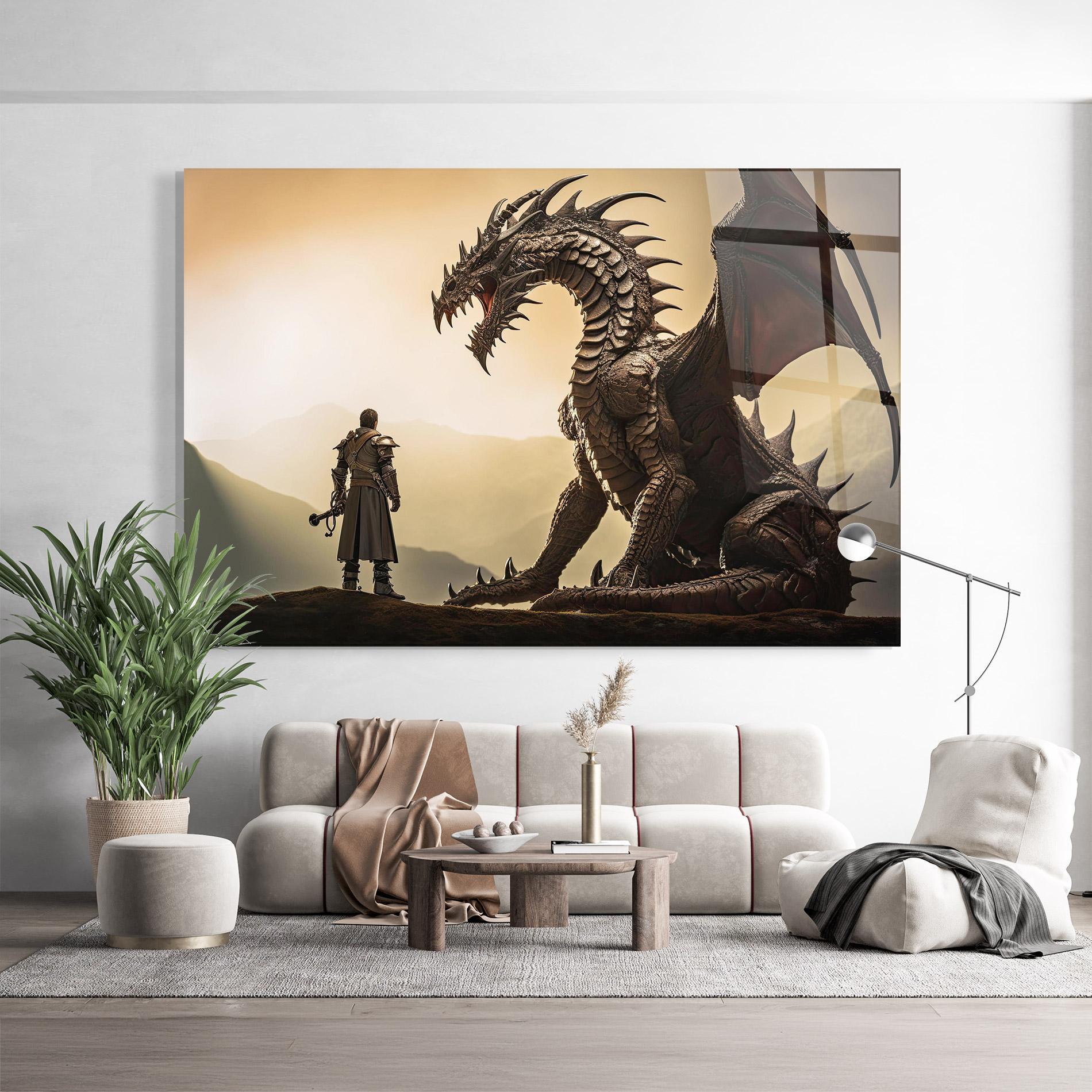 Glasbild Fantasy Huge Dragon mockup 9