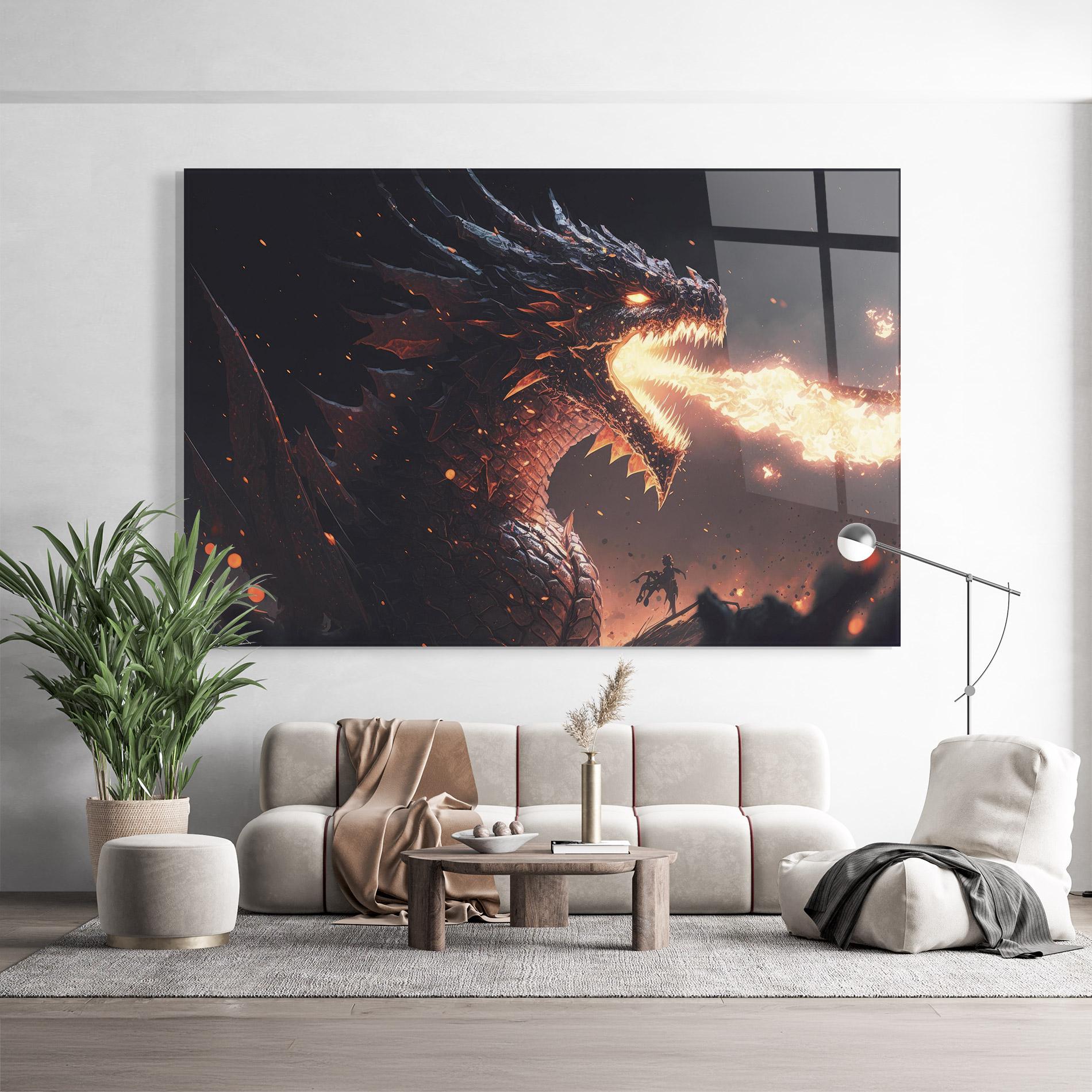 Glasbild Fire Explosion Dragon mockup 9