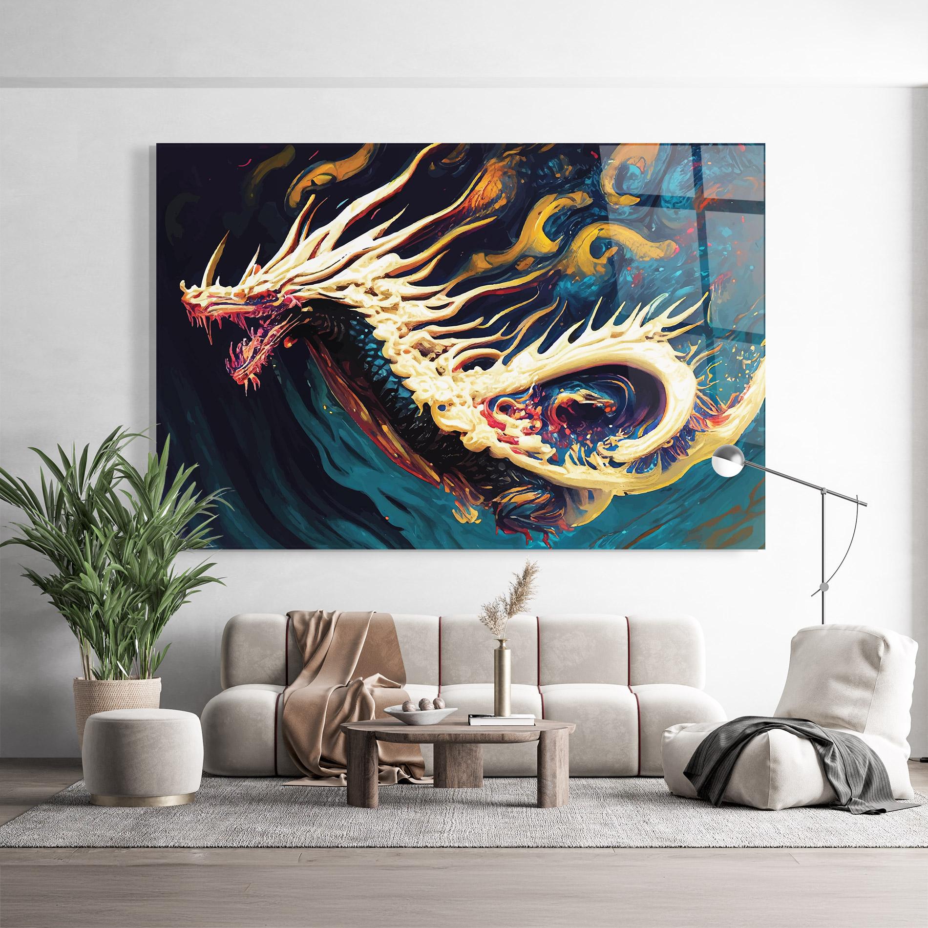 Glasbild Flying Acrylic Dragon mockup 9