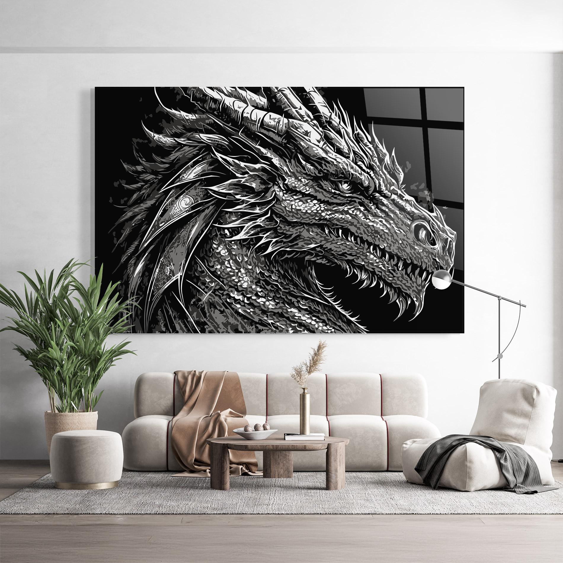 Glasbild Grey White Dragon mockup 9