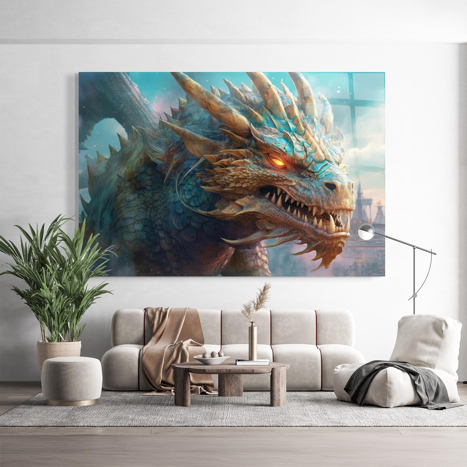 Glasbild Pretty Blue Dragon mockup 9