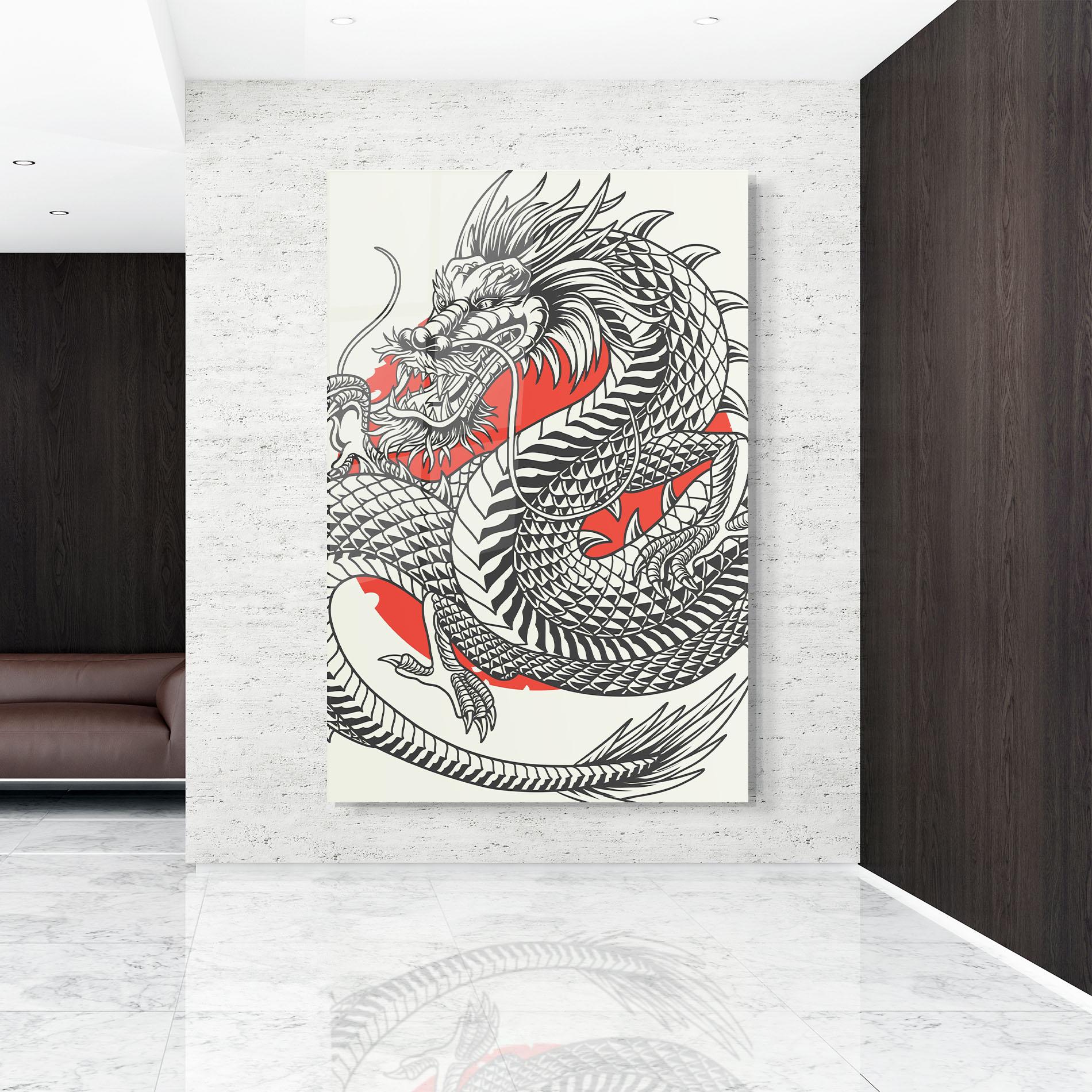 Glasbild Cream Grey Dragon mockup 9