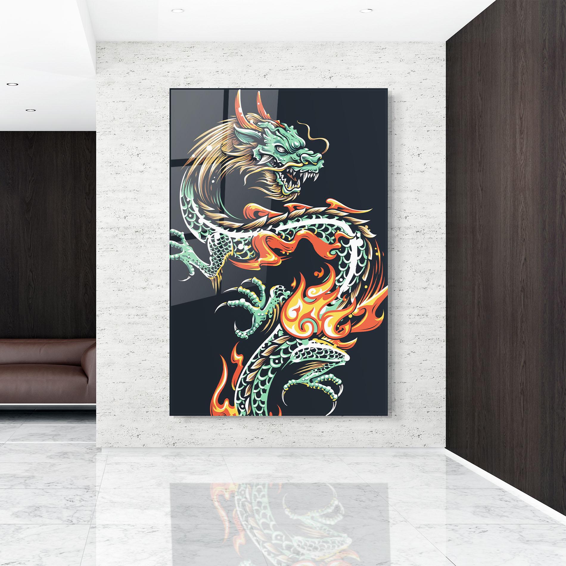 Glasbild Dragon Green mockup 9