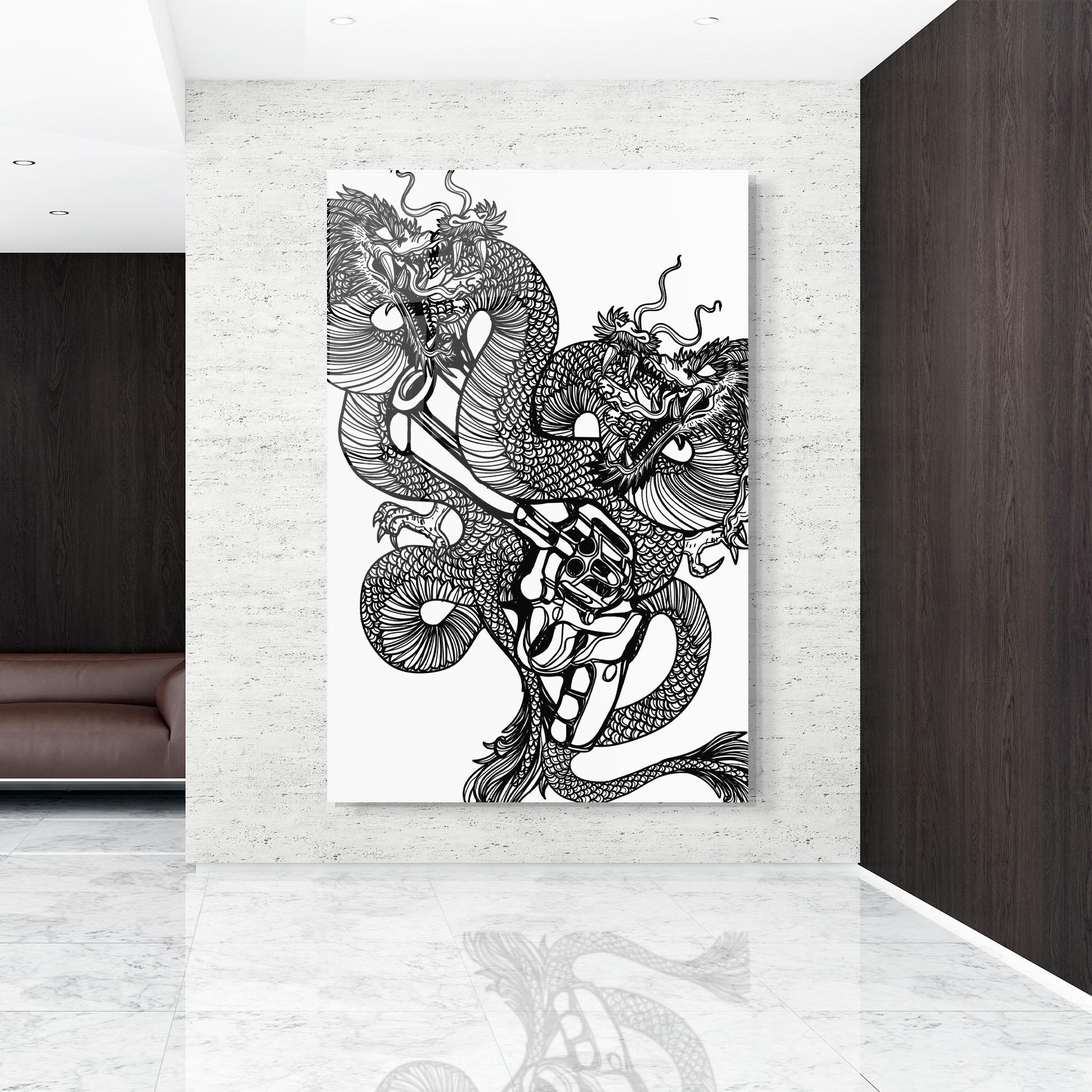 Glasbild Dragon Gun mockup 9