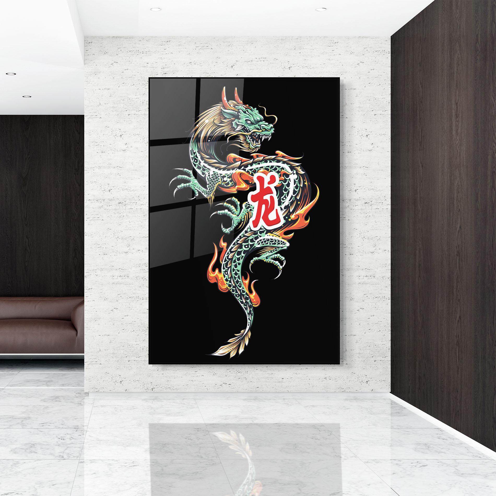 Glasbild Green Fire Dragon mockup 9