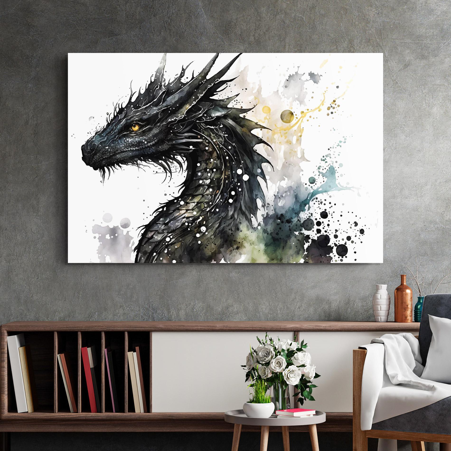 Glasbild Black Dragon Art mockup 2