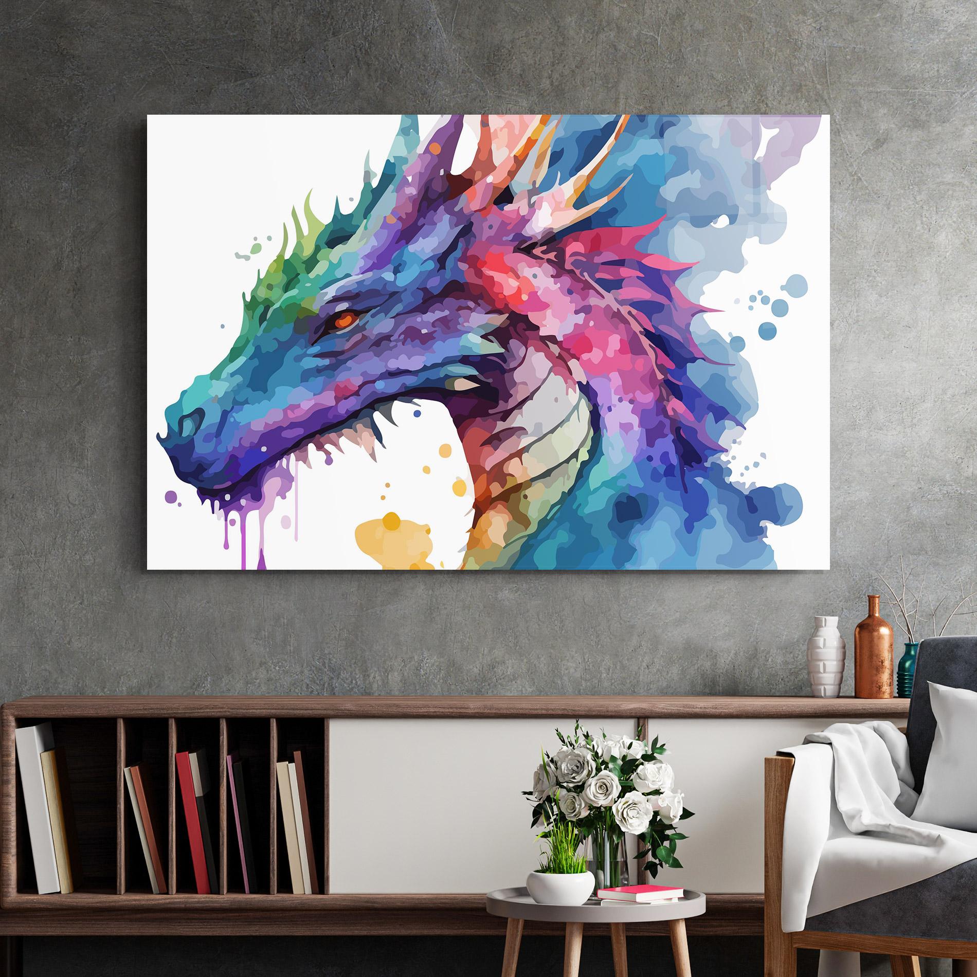 Glasbild Colourful Dragon mockup 2