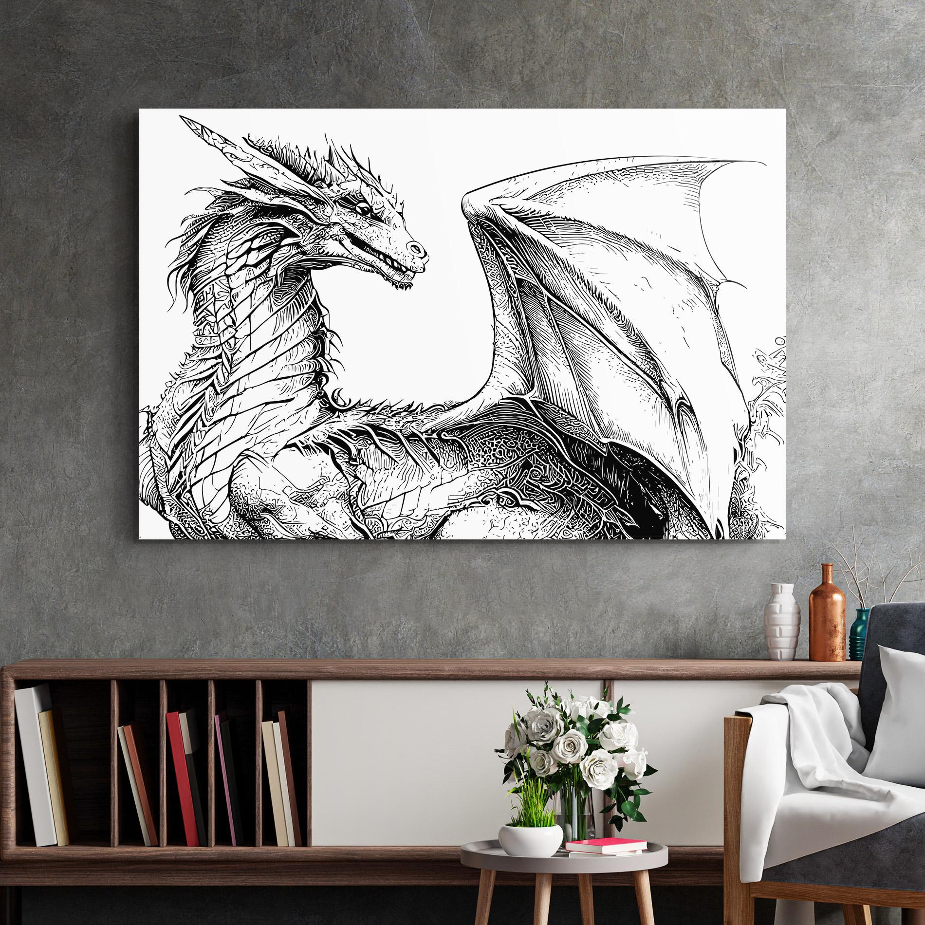 Glasbild Dragon Sketch mockup 2