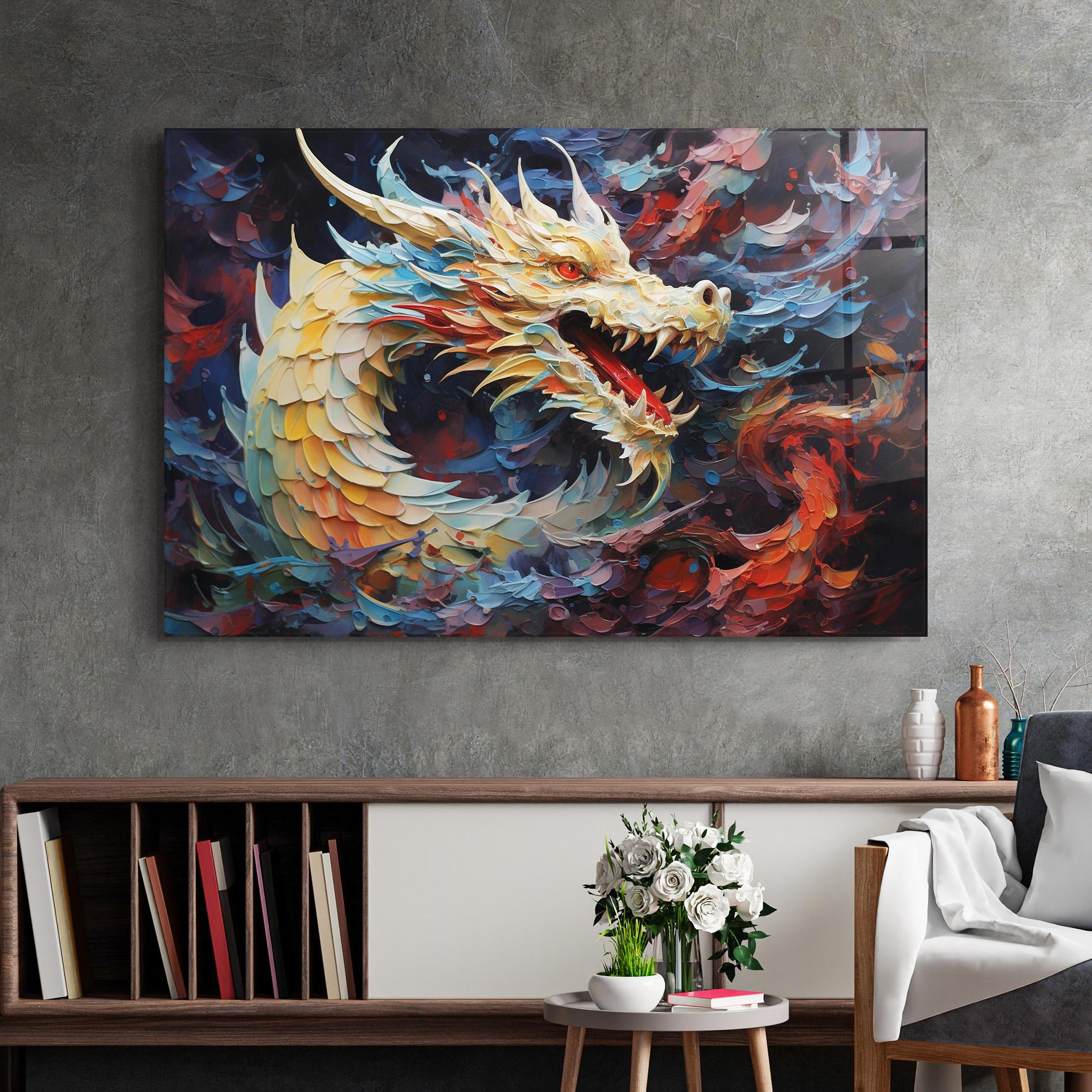 Glasbild Fantasy Dragon Art mockup 2