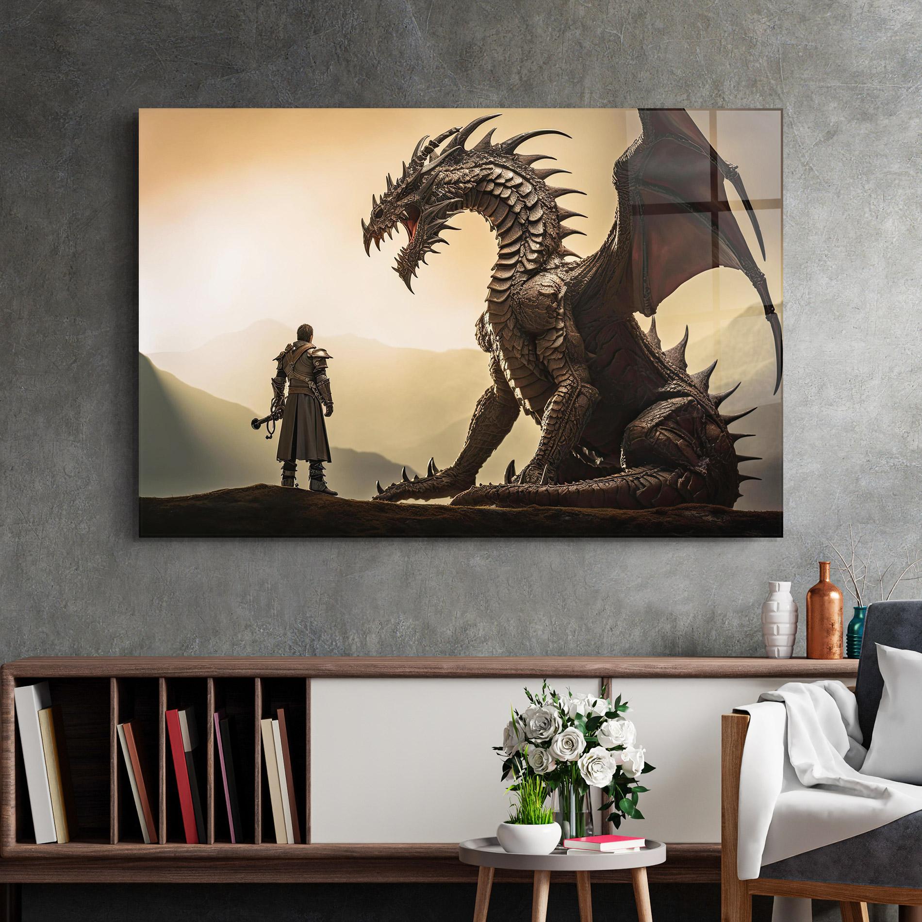 Glasbild Fantasy Huge Dragon mockup 2