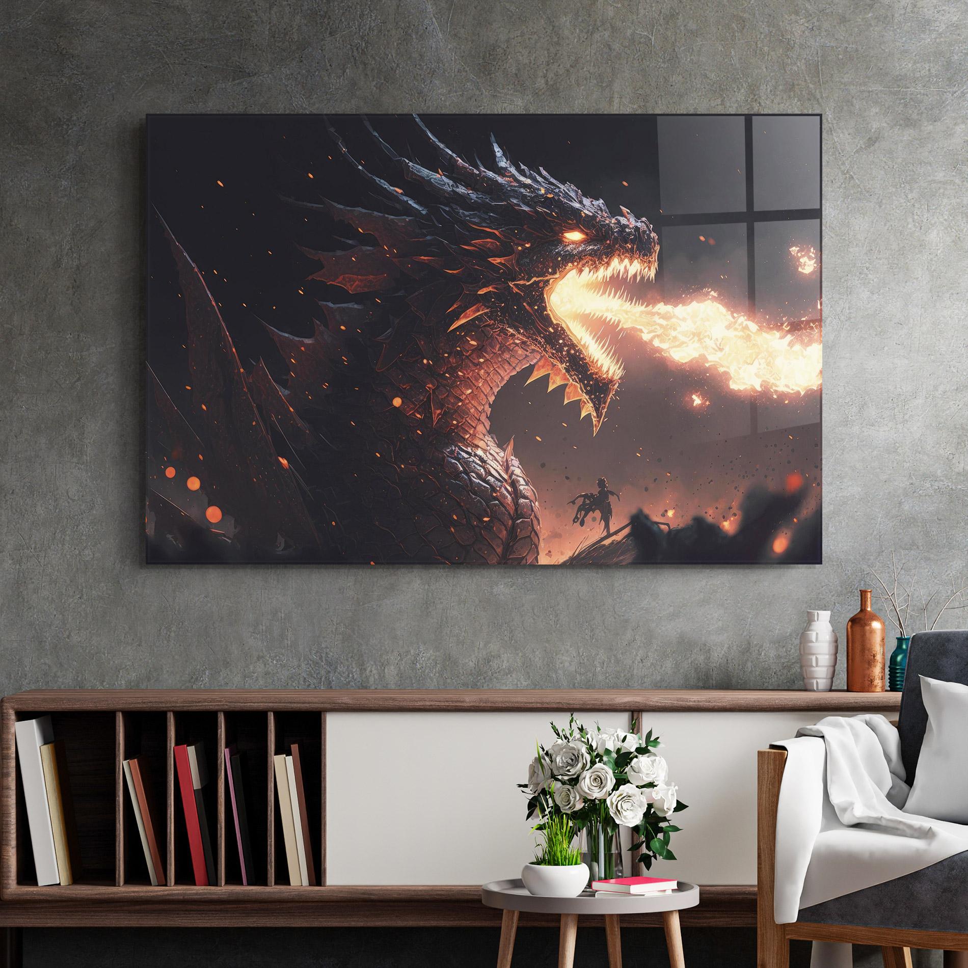 Glasbild Fire Explosion Dragon mockup 2