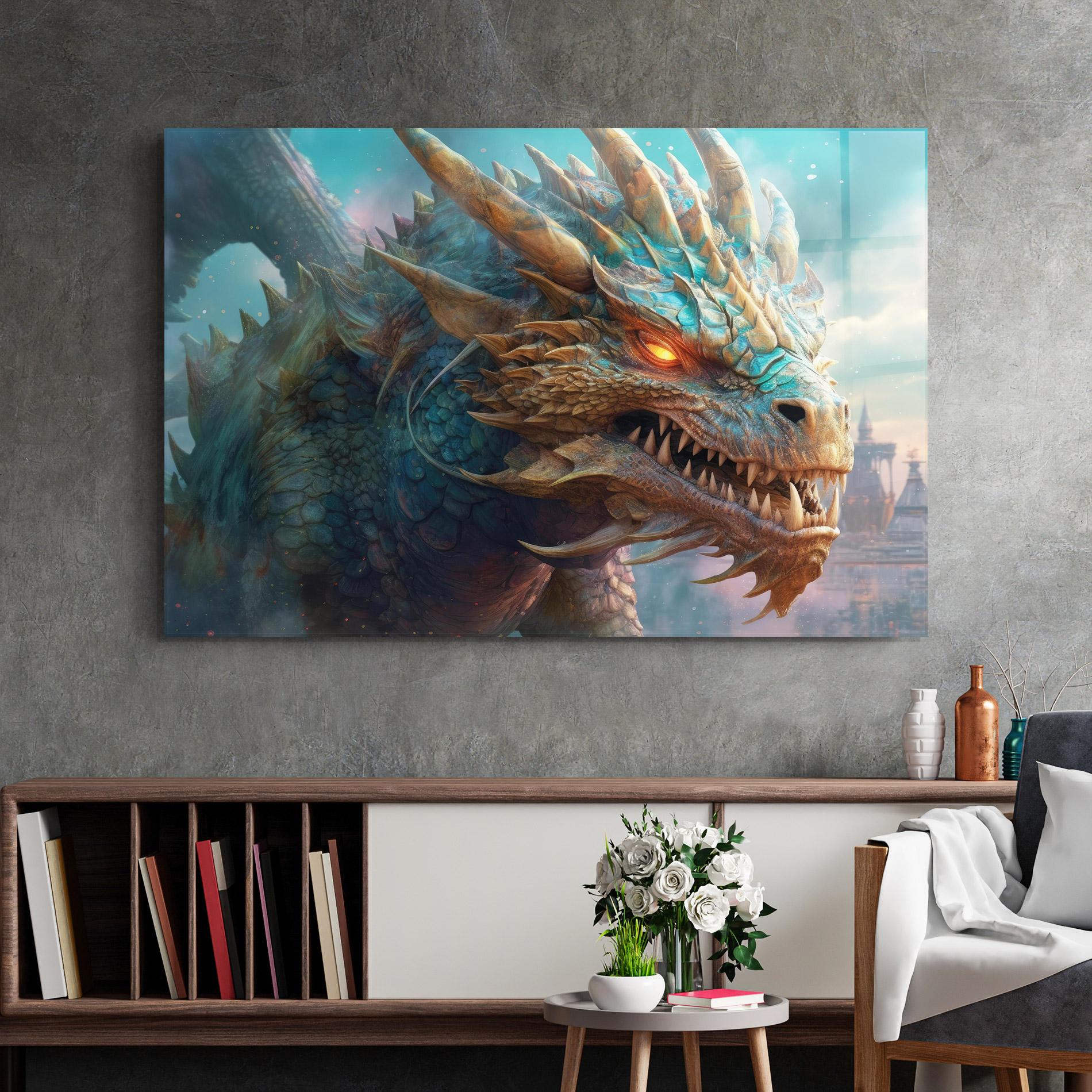 Glasbild Pretty Blue Dragon mockup 2