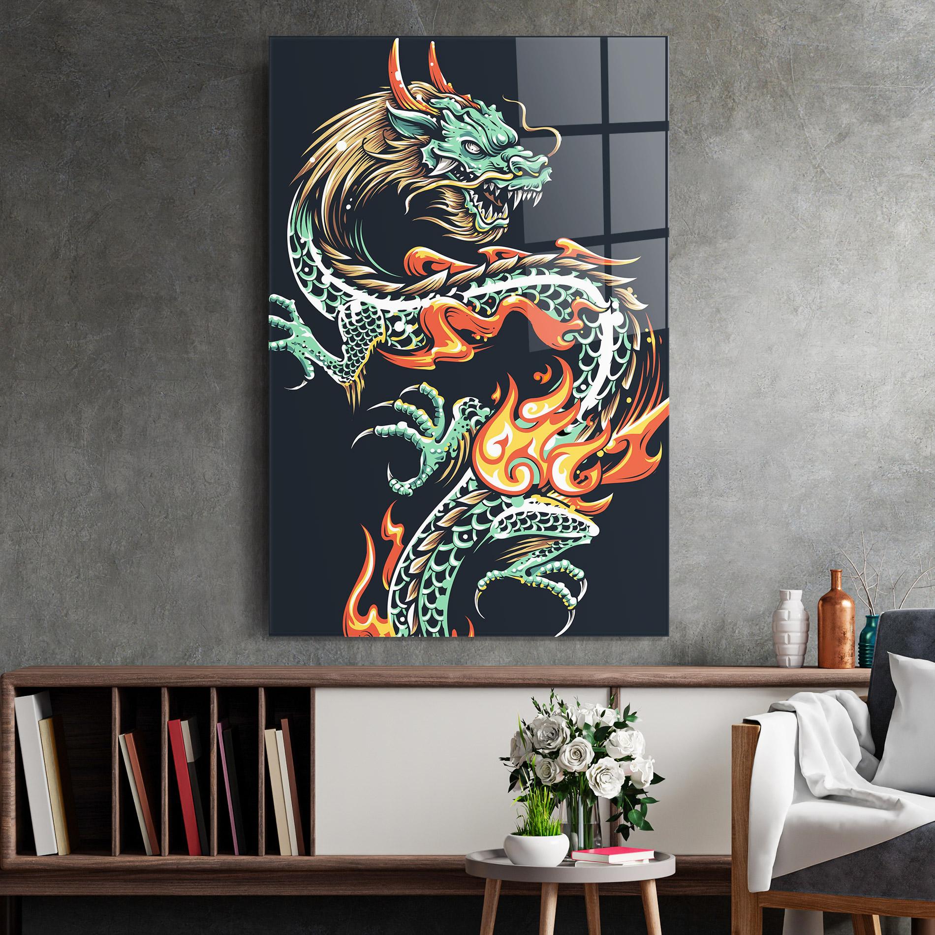 Glasbild Dragon Green mockup 2