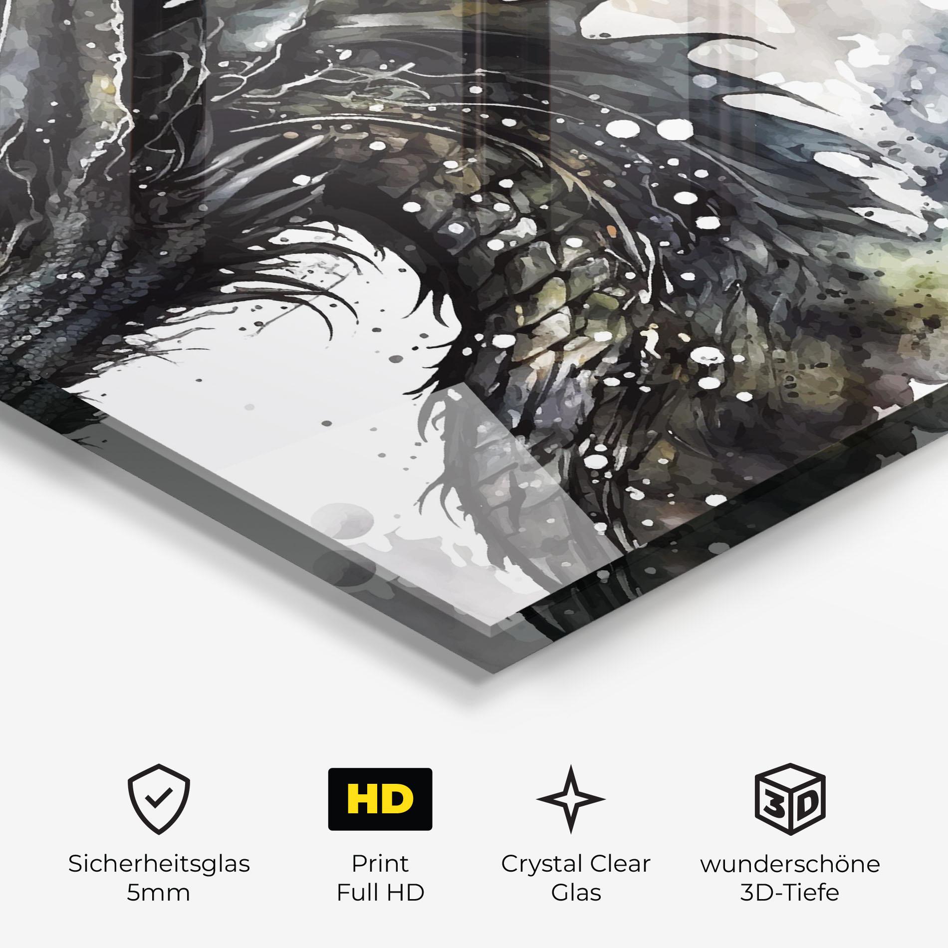 Glasbild Black Dragon Art mockup 3
