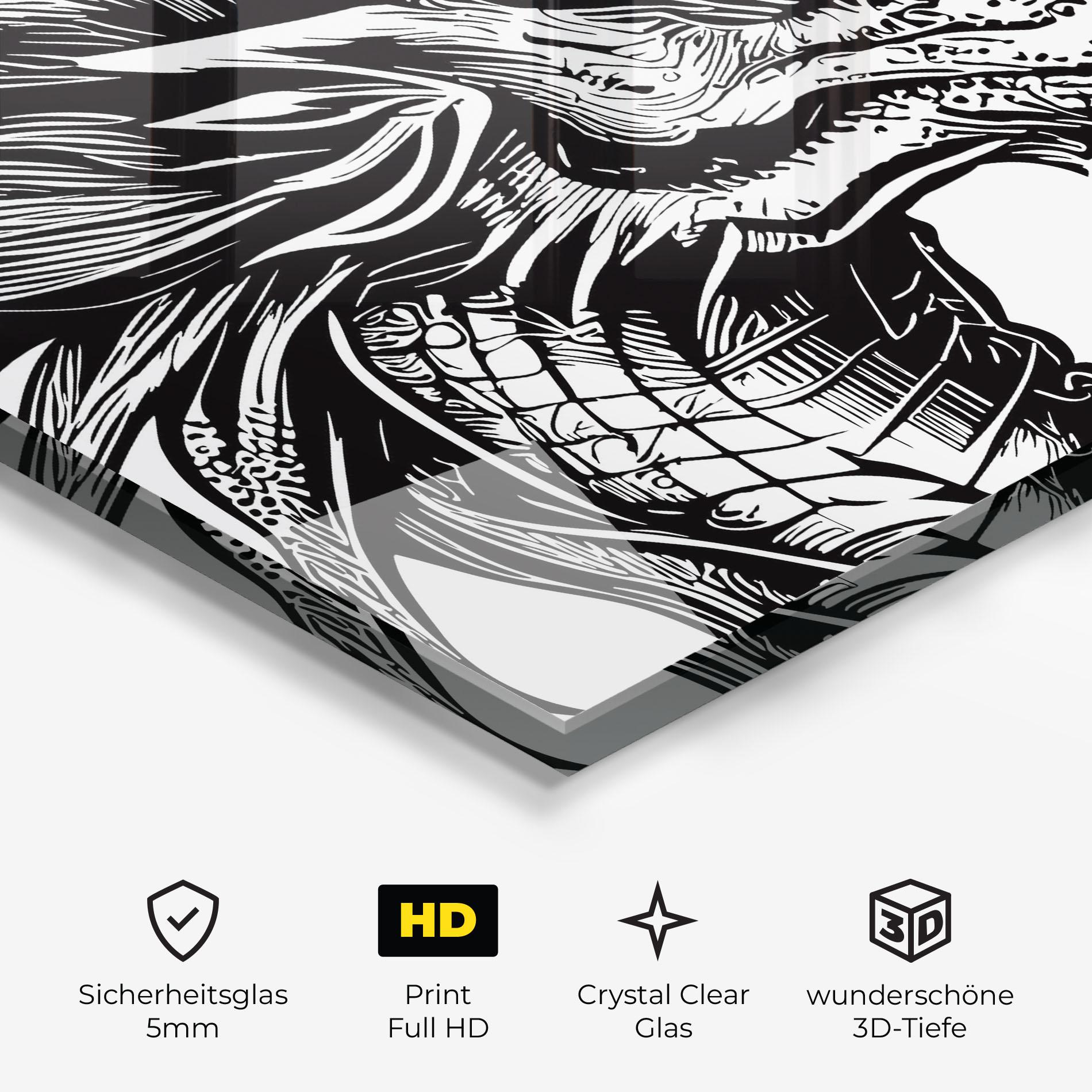 Glasbild Black Line Dragon mockup 3