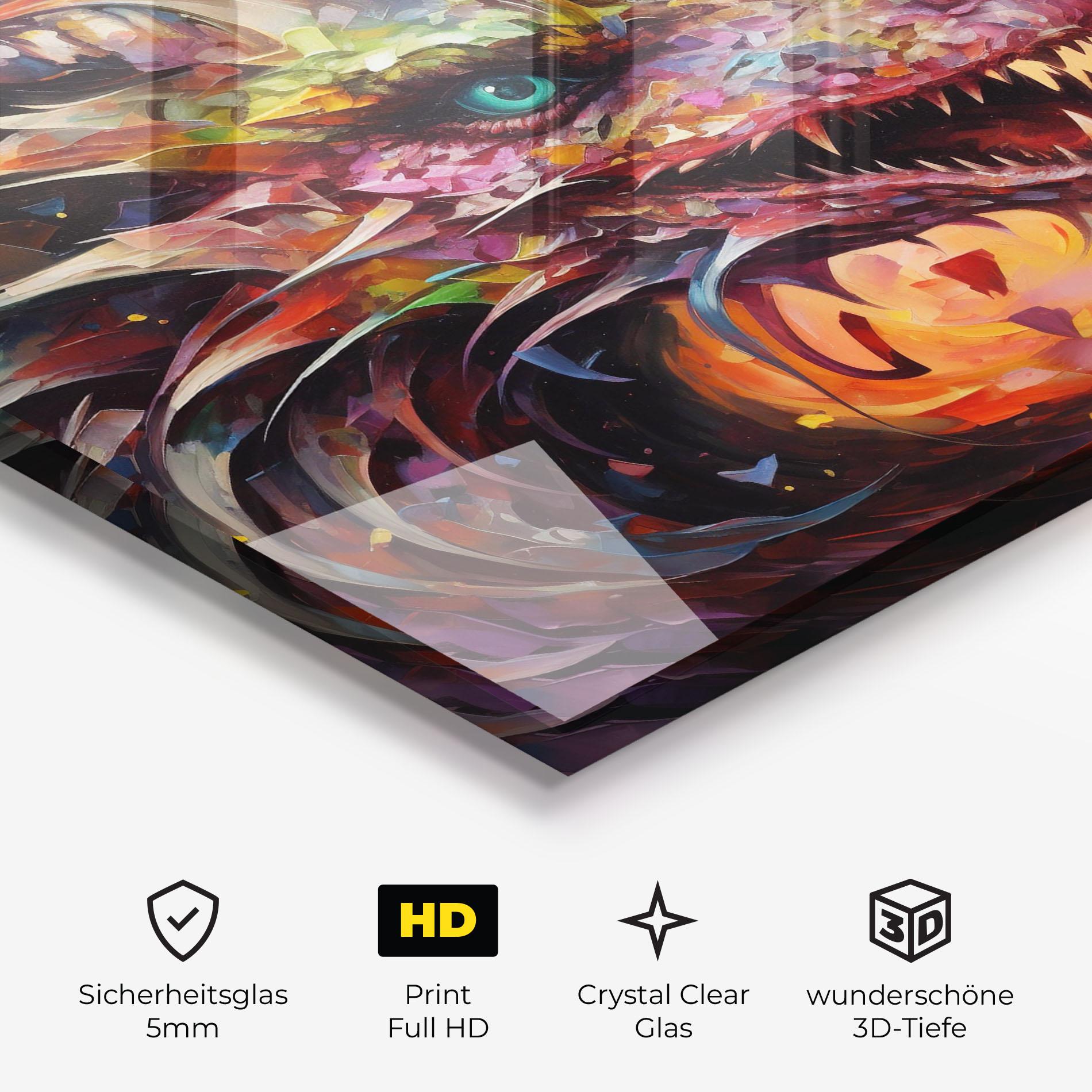 Glasbild Colorful Dragon Painting mockup 3