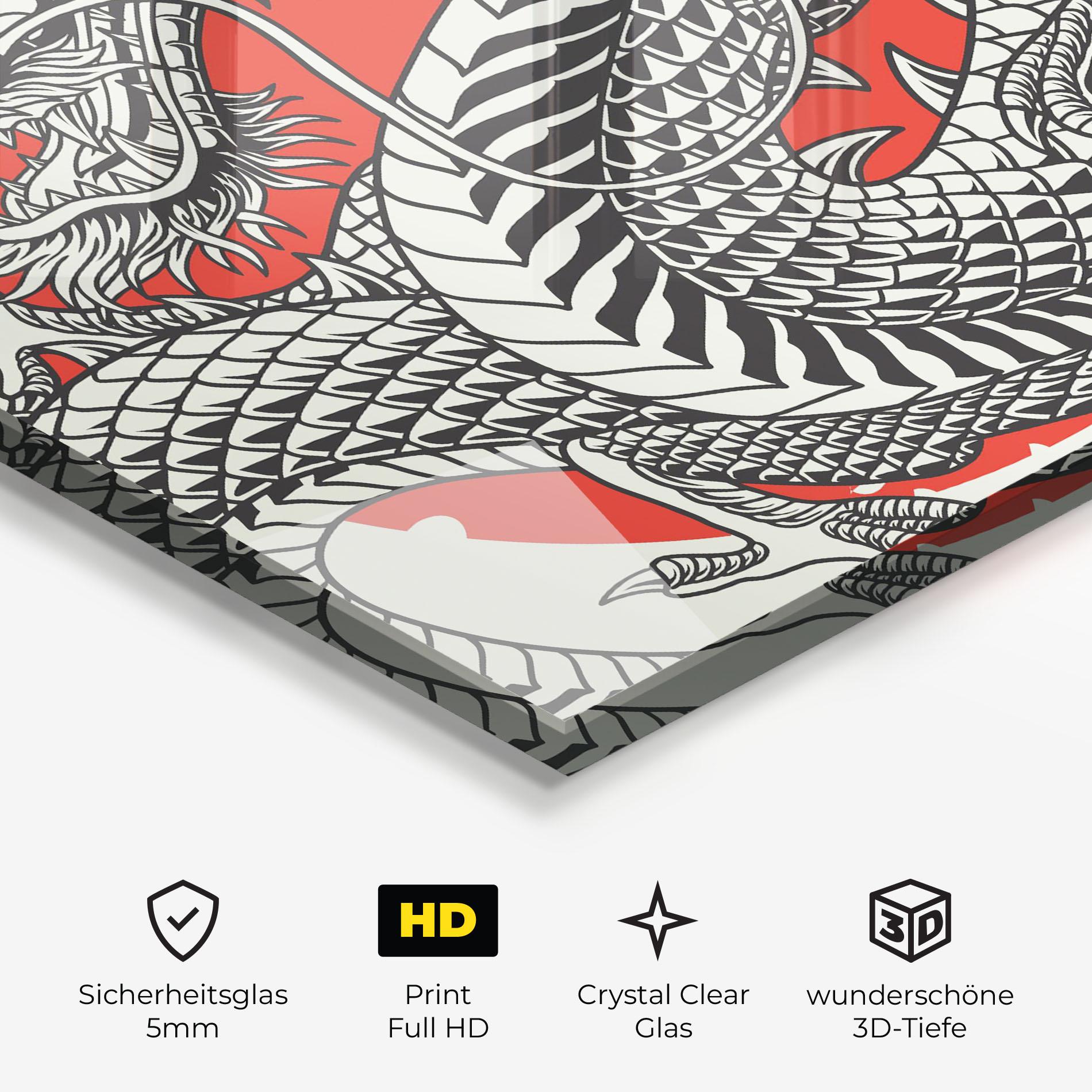 Glasbild Cream Grey Dragon mockup 3