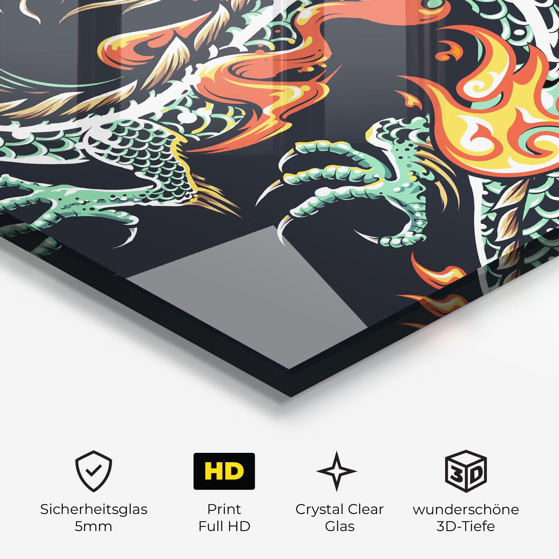 Glasbild Dragon Green mockup 3