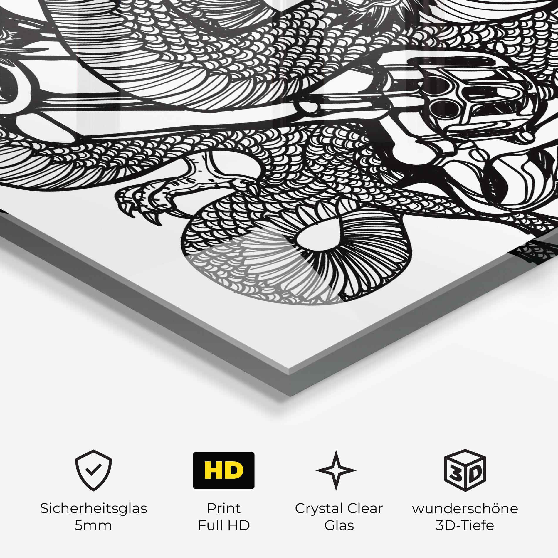 Glasbild Dragon Gun mockup 3
