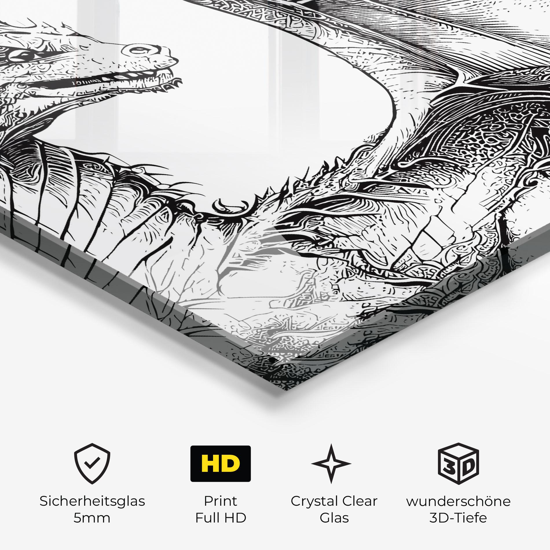 Glasbild Dragon Sketch mockup 3
