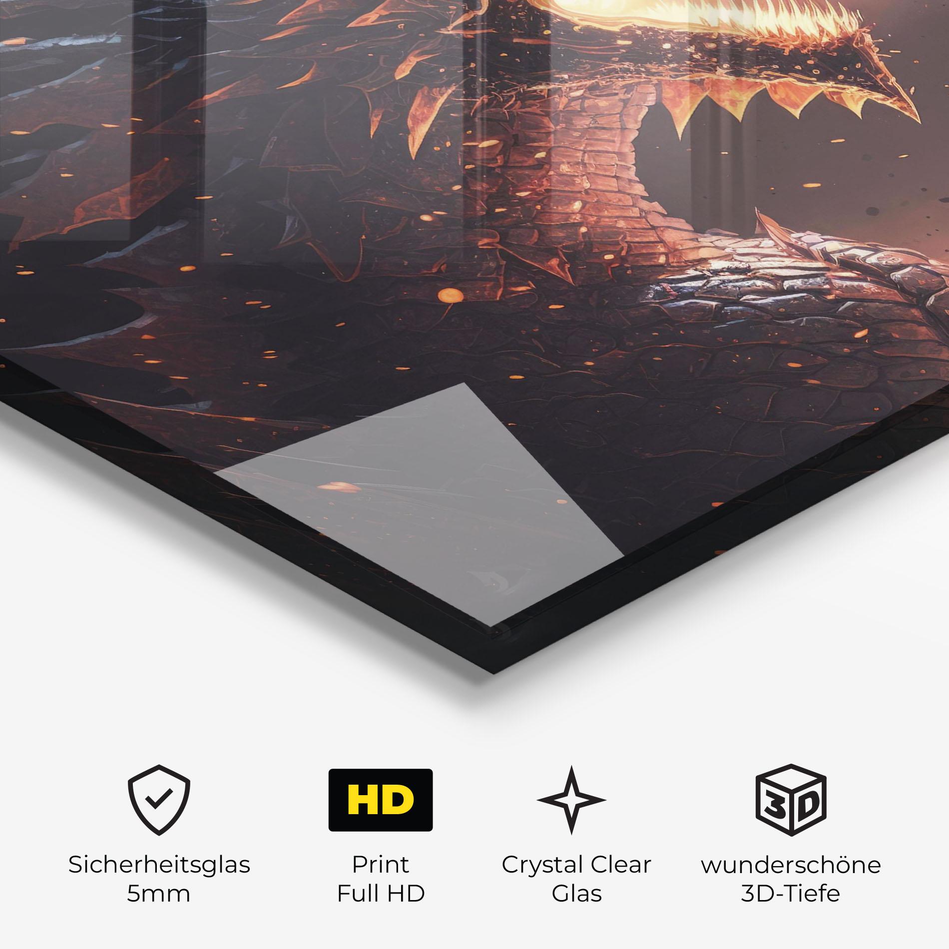 Glasbild Fire Explosion Dragon mockup 3