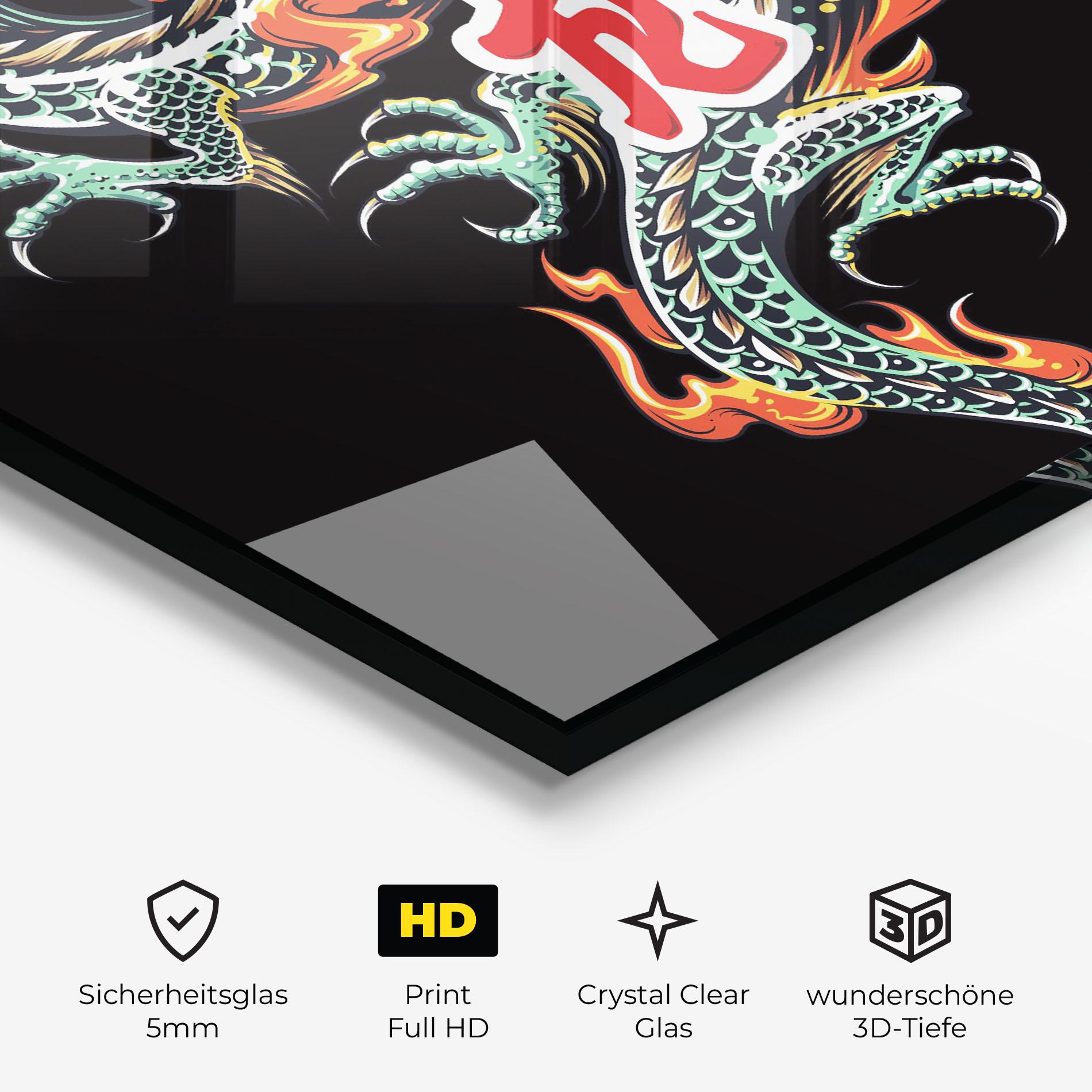 Glasbild Green Fire Dragon mockup 3