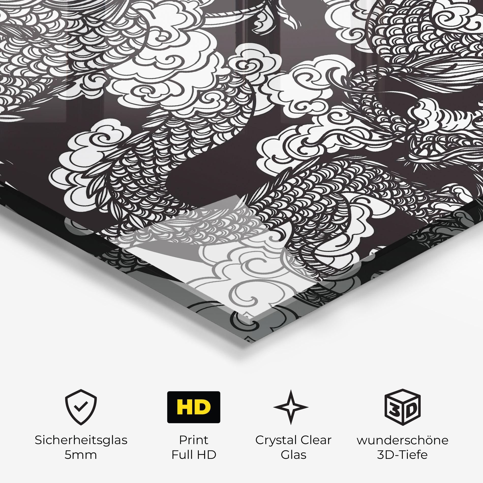 Glasbild Grey Moon Dragon mockup 3
