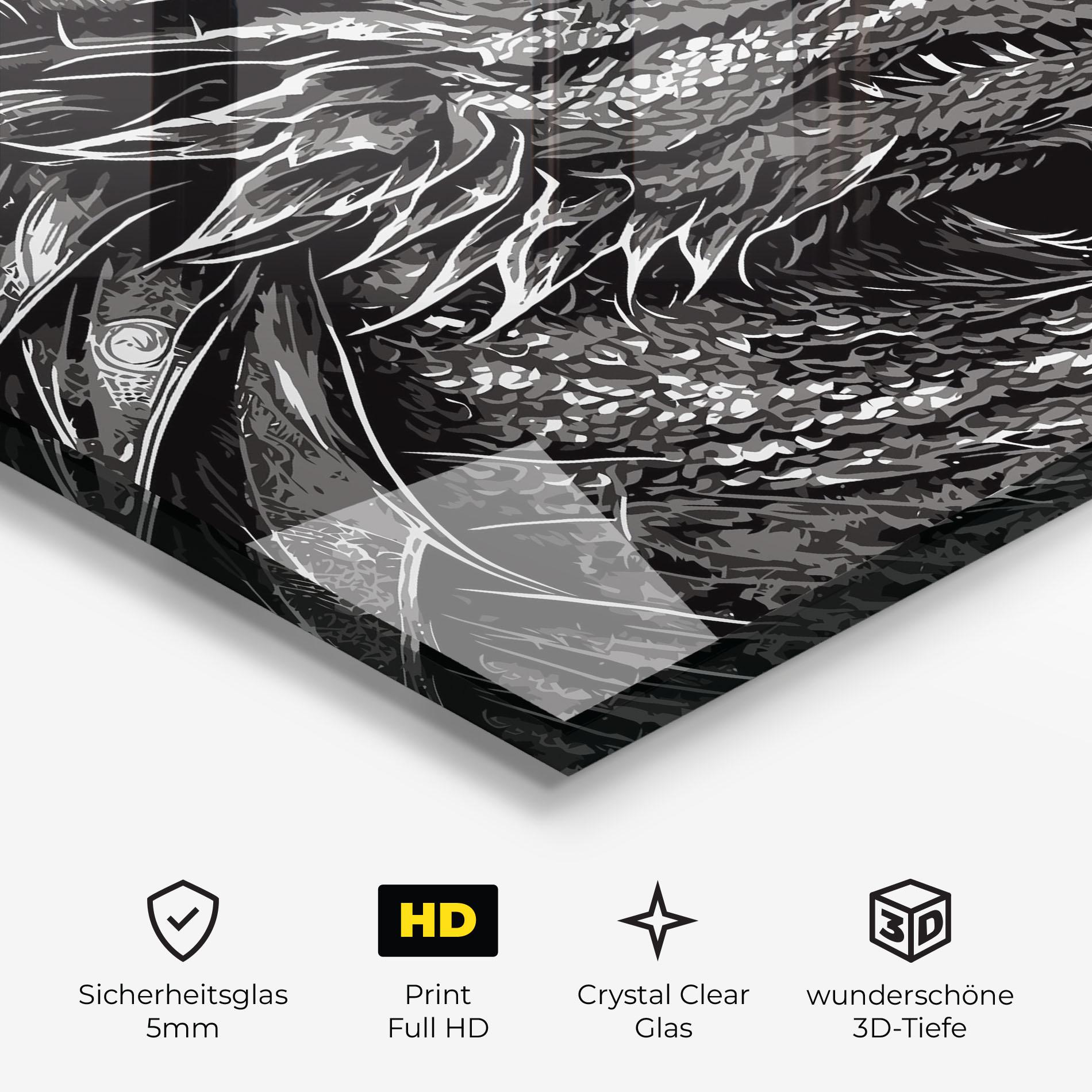 Glasbild Grey White Dragon mockup 3