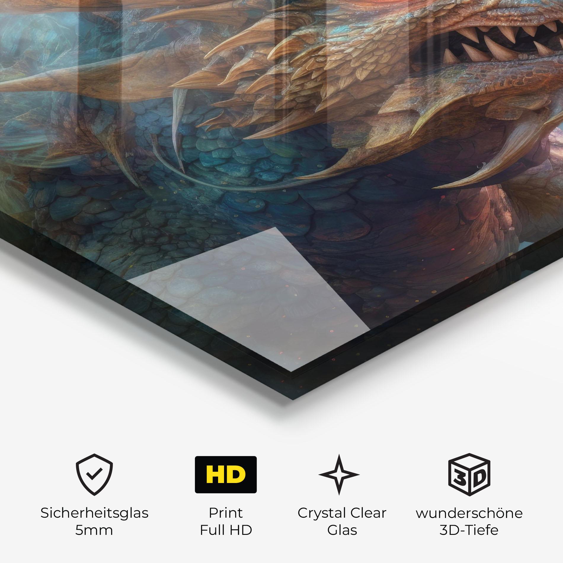Glasbild Pretty Blue Dragon mockup 3