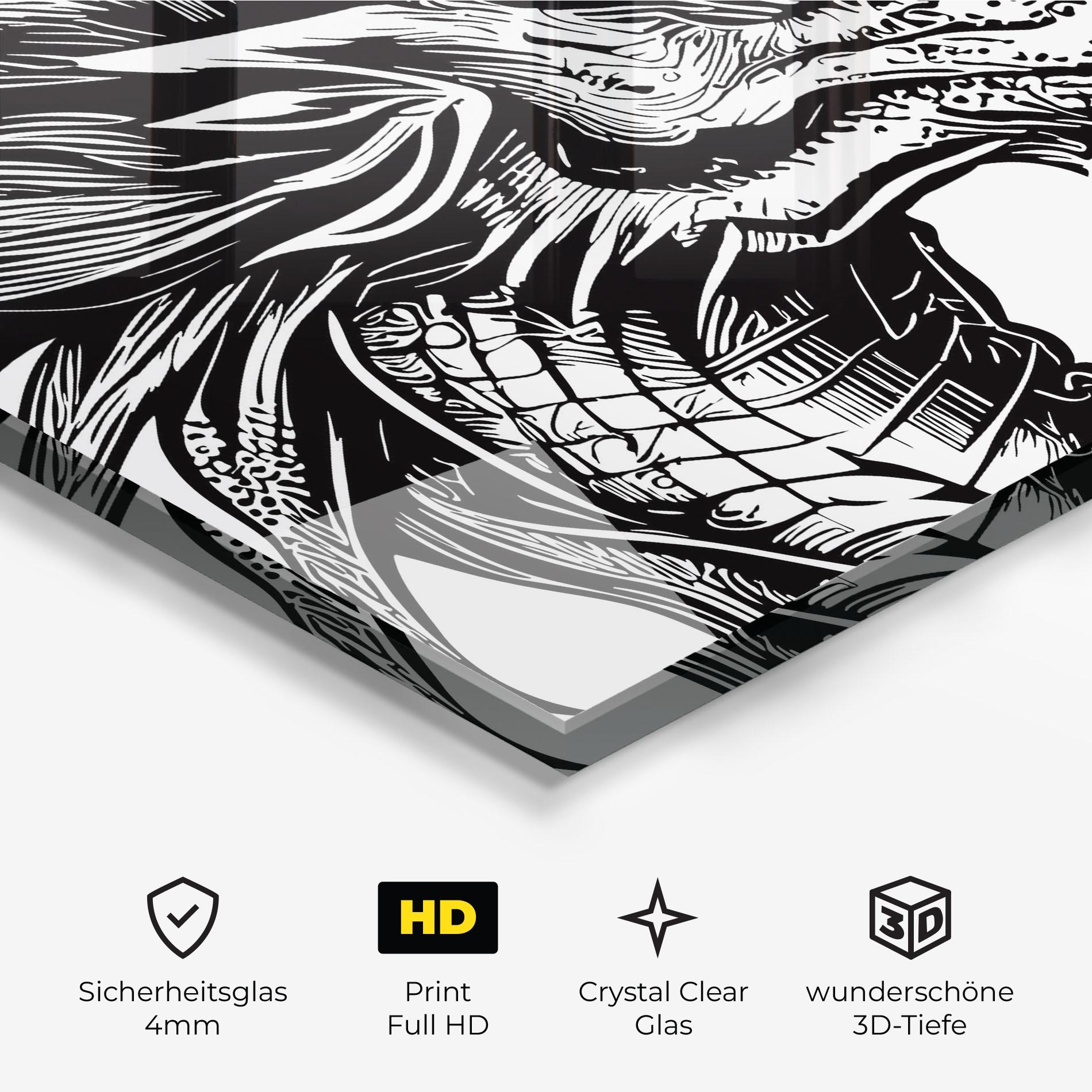 Glasbild Black Line Dragon mockup 3