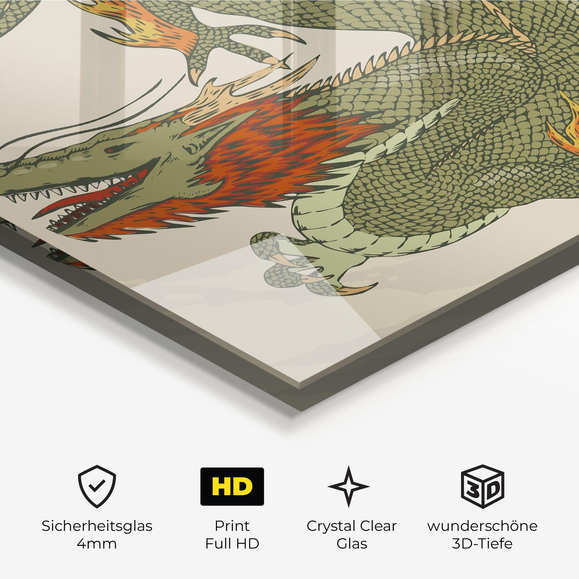 Glasbild Chinese Dragon Green mockup 3
