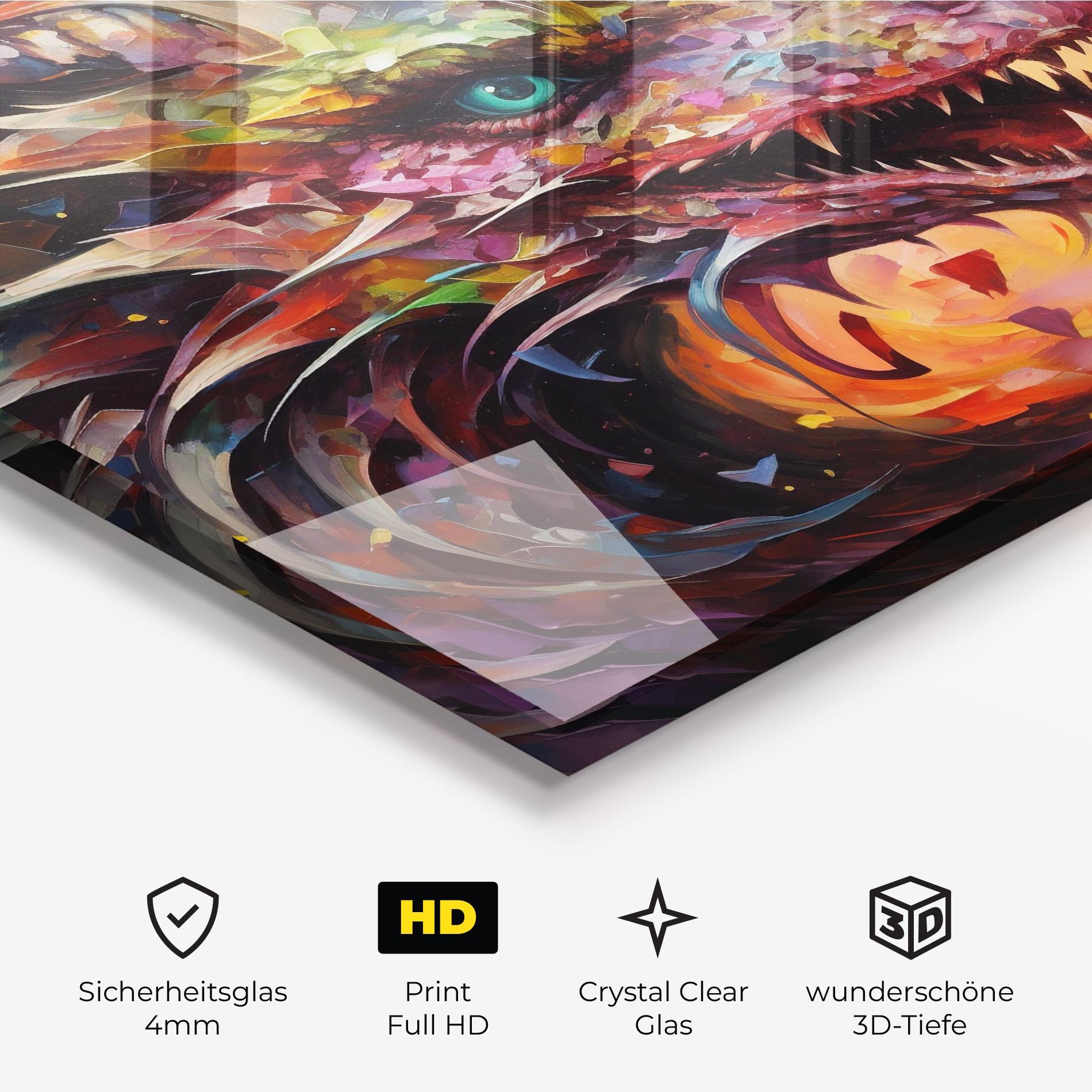 Glasbild Colorful Dragon Painting mockup 3