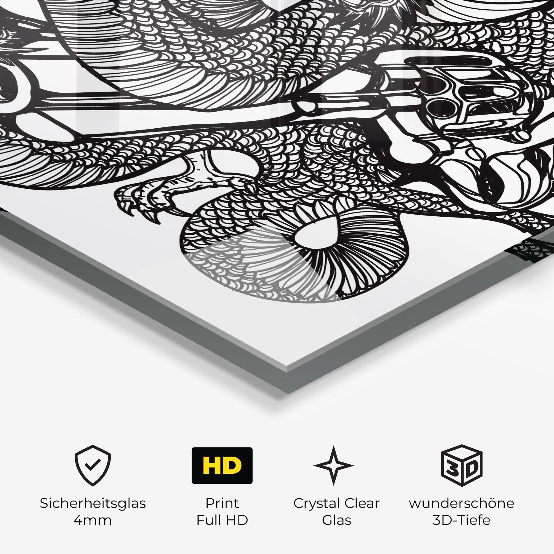 Glasbild Dragon Gun mockup 3