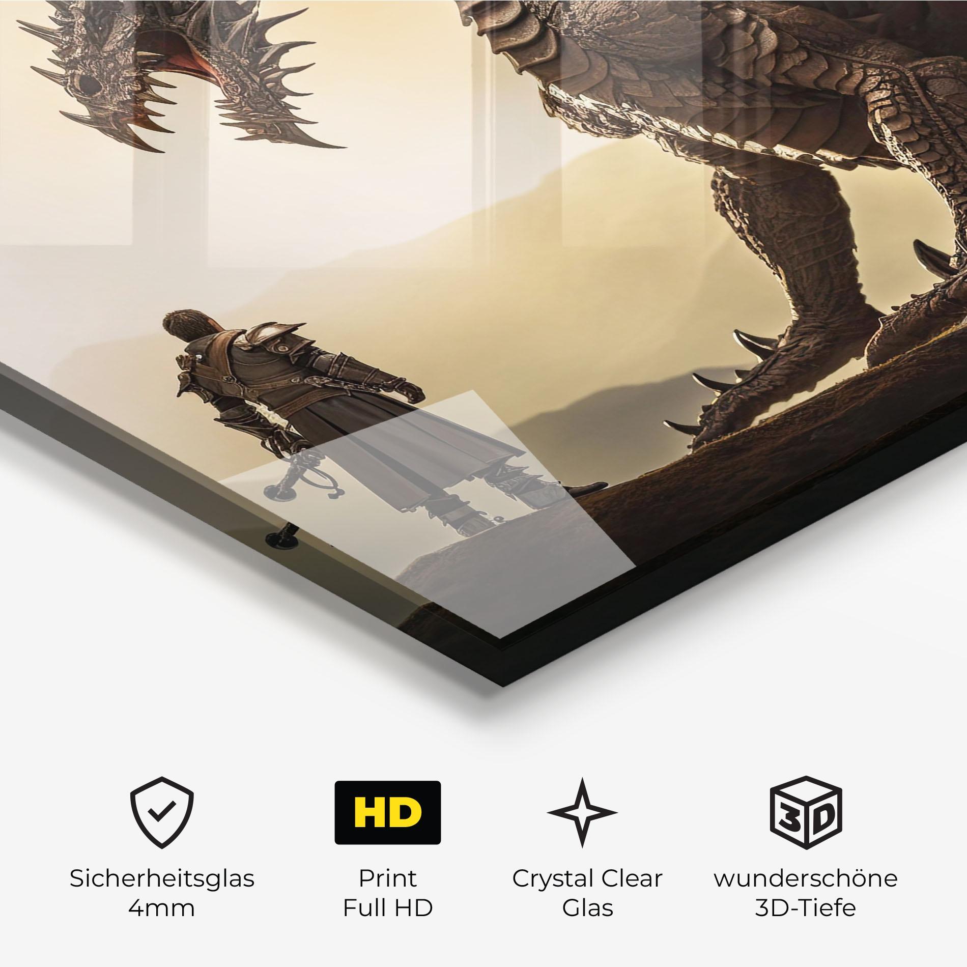 Glasbild Fantasy Huge Dragon mockup 3