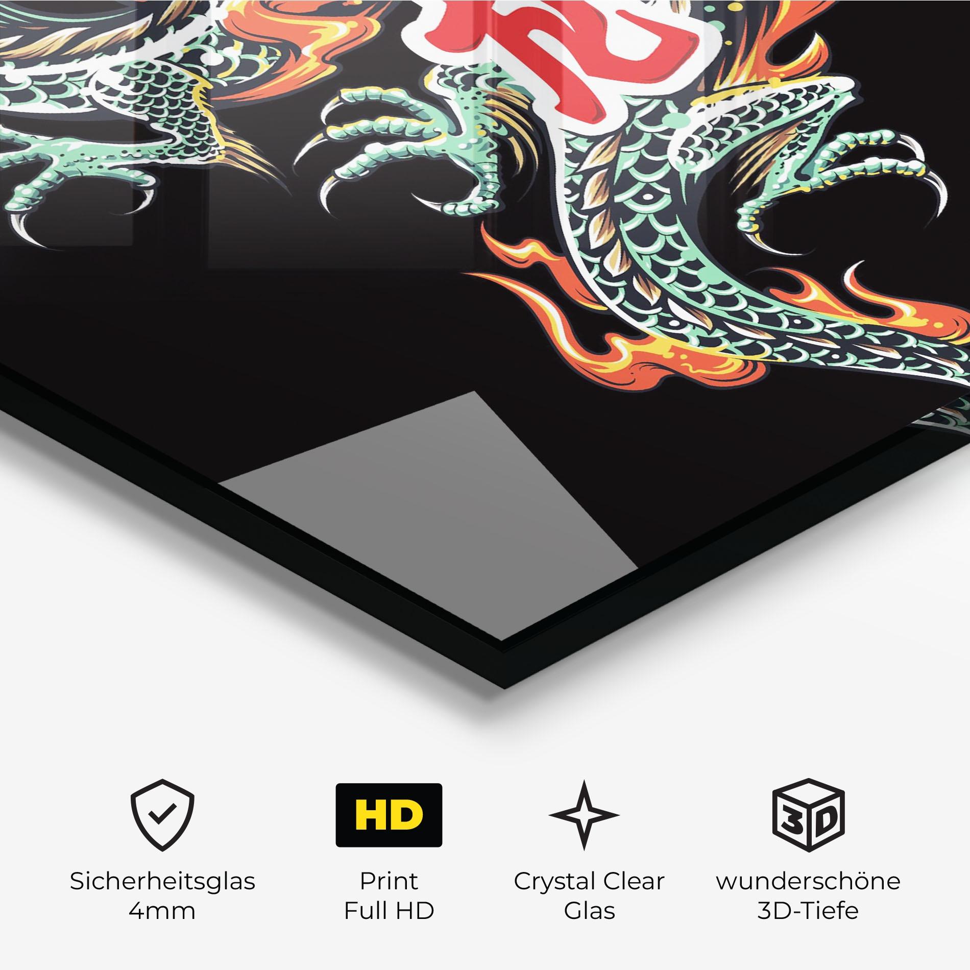Glasbild Green Fire Dragon mockup 3