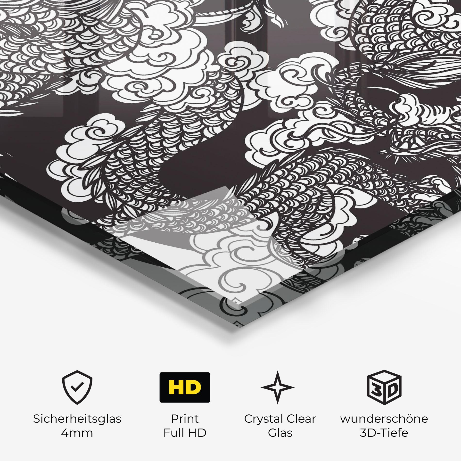 Glasbild Grey Moon Dragon mockup 3