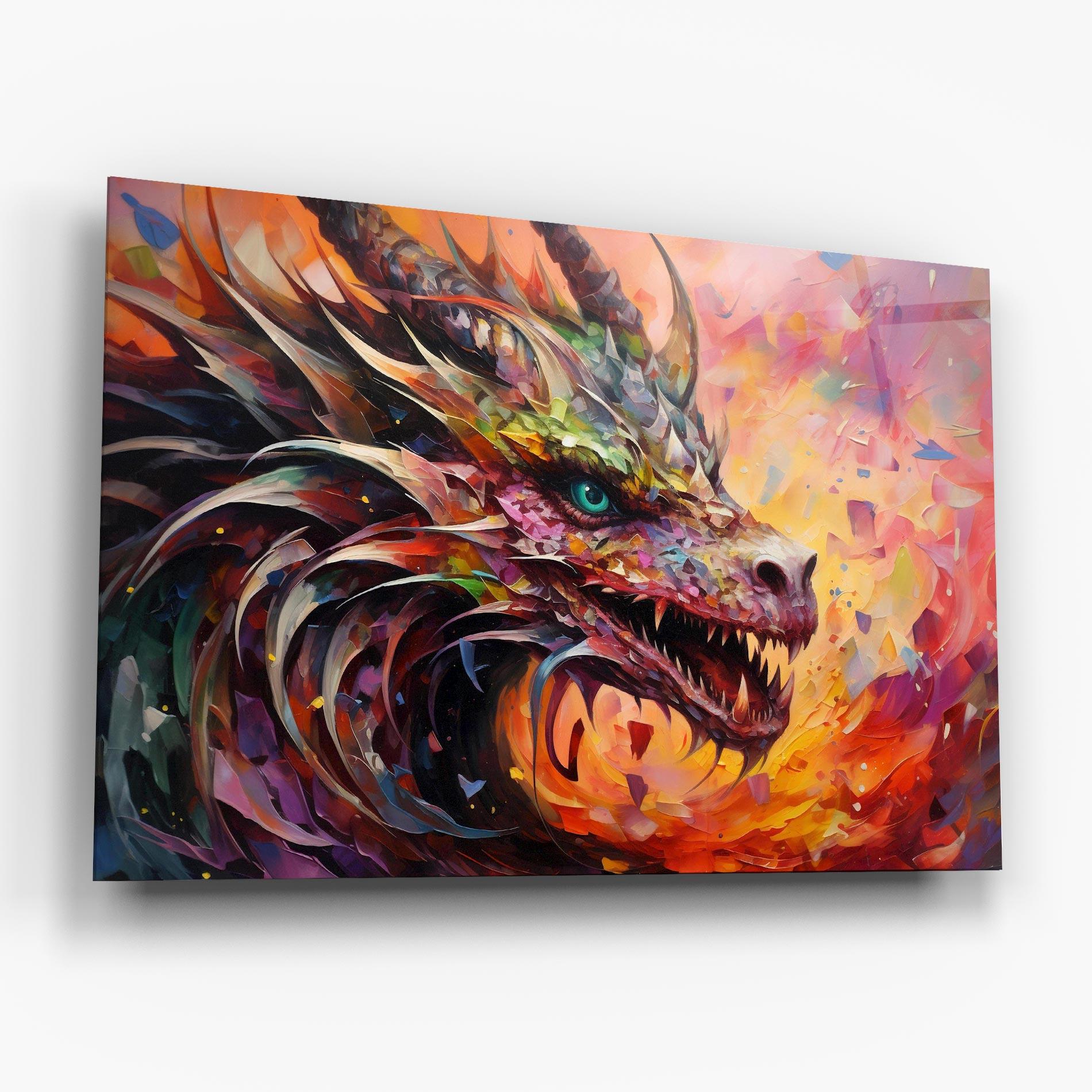 Glasbild Colorful Dragon Painting mockup 6
