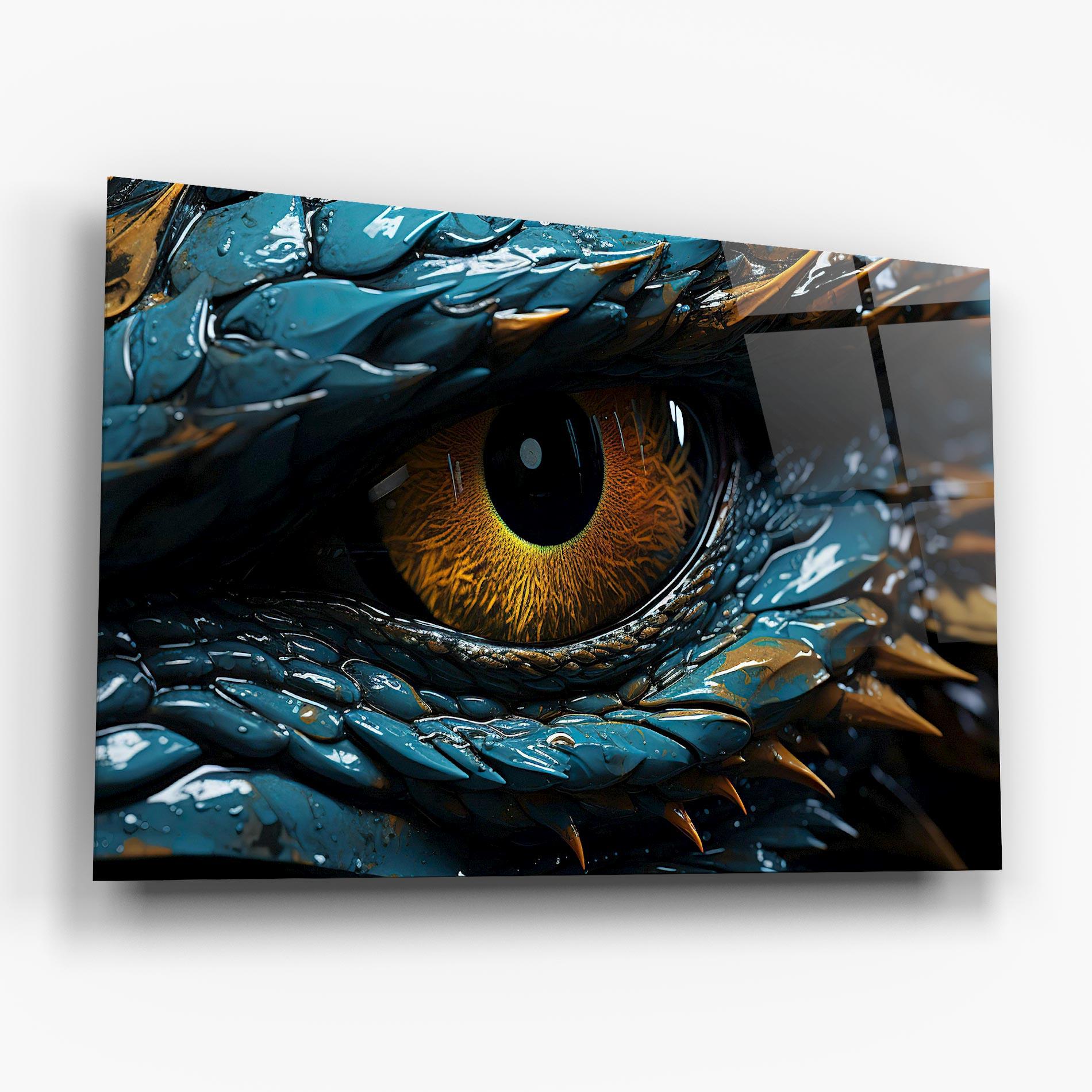 Glasbild Dragon Eye Close Up mockup 6