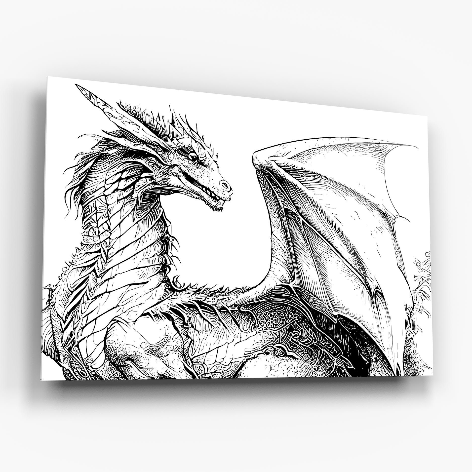 Glasbild Dragon Sketch mockup 6