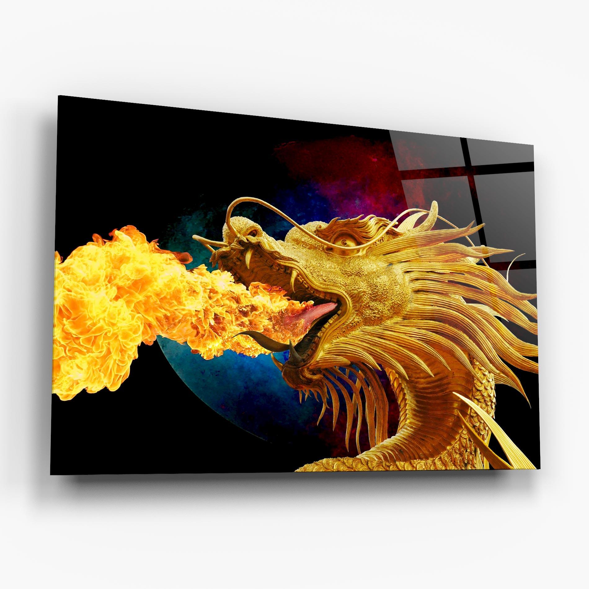 Glasbild Golden Fire Dragon mockup 6