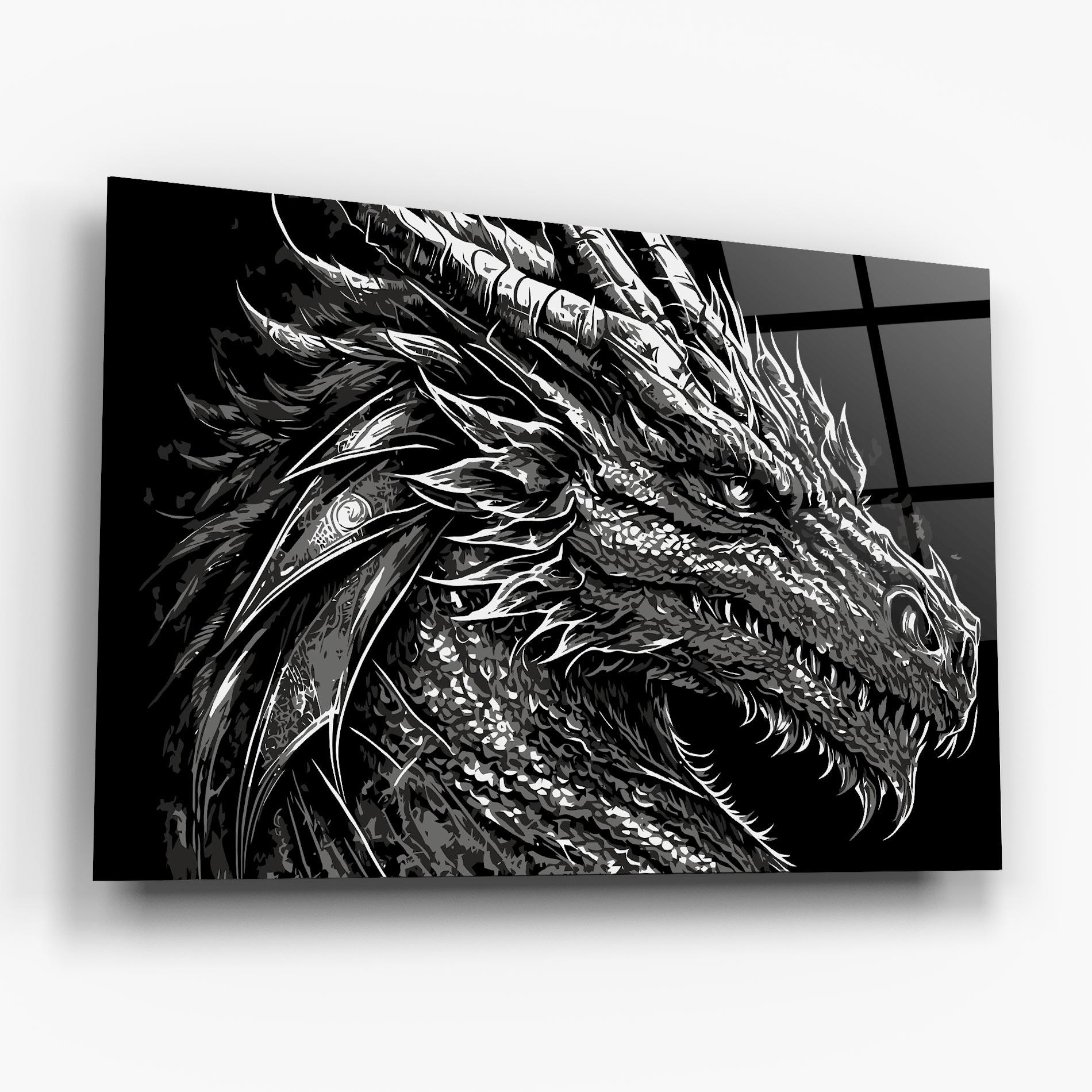 Glasbild Grey White Dragon mockup 6