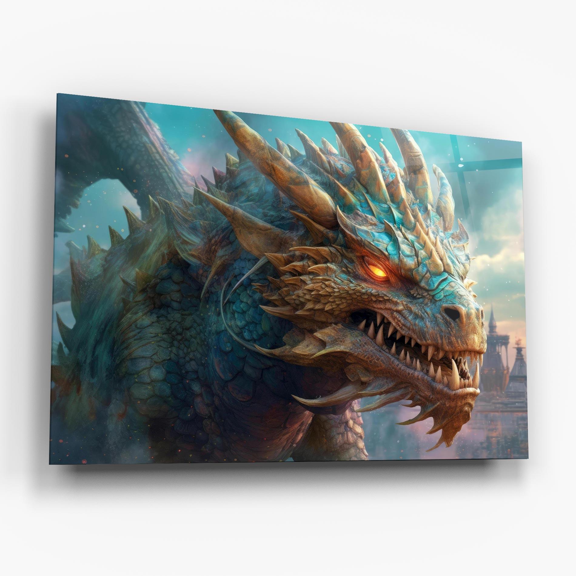 Glasbild Pretty Blue Dragon mockup 6