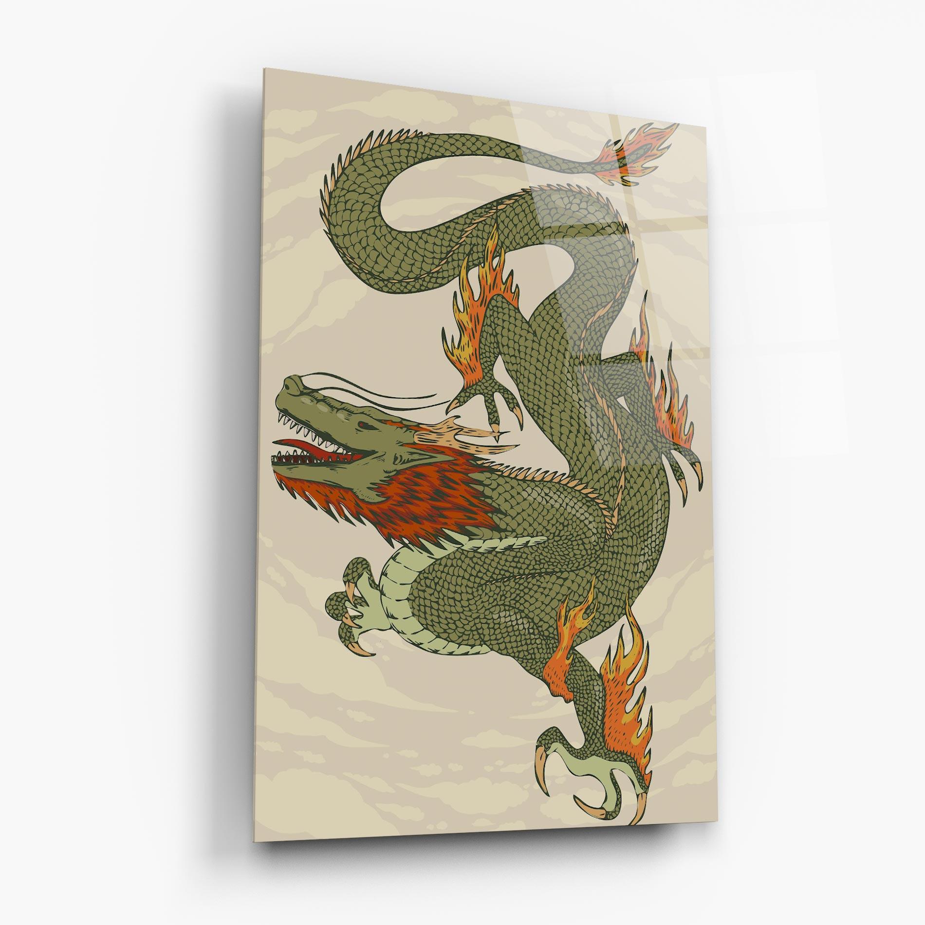 Glasbild Chinese Dragon Green mockup 6