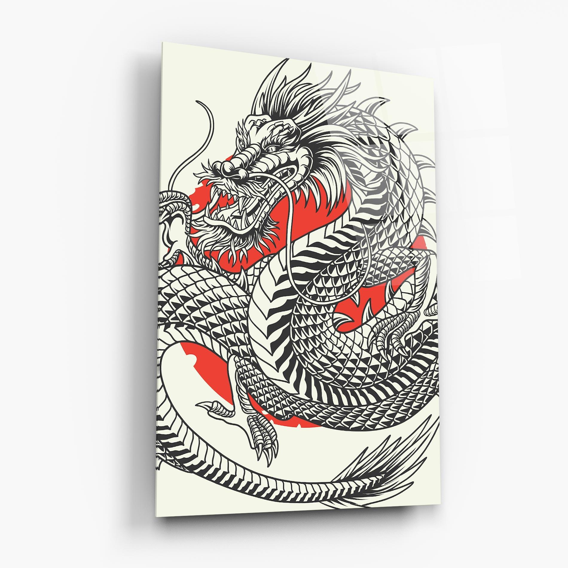 Glasbild Cream Grey Dragon mockup 6