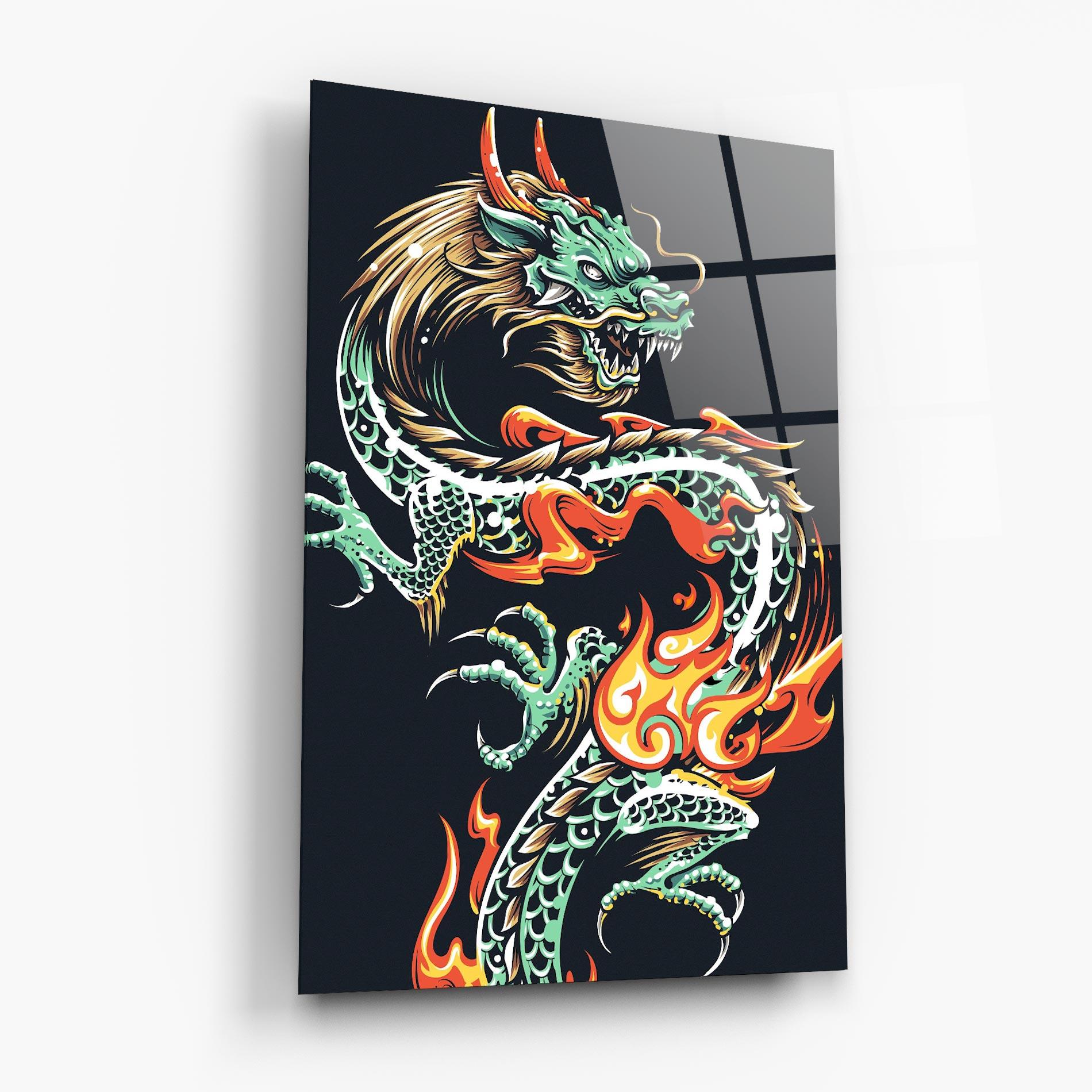 Glasbild Dragon Green mockup 6