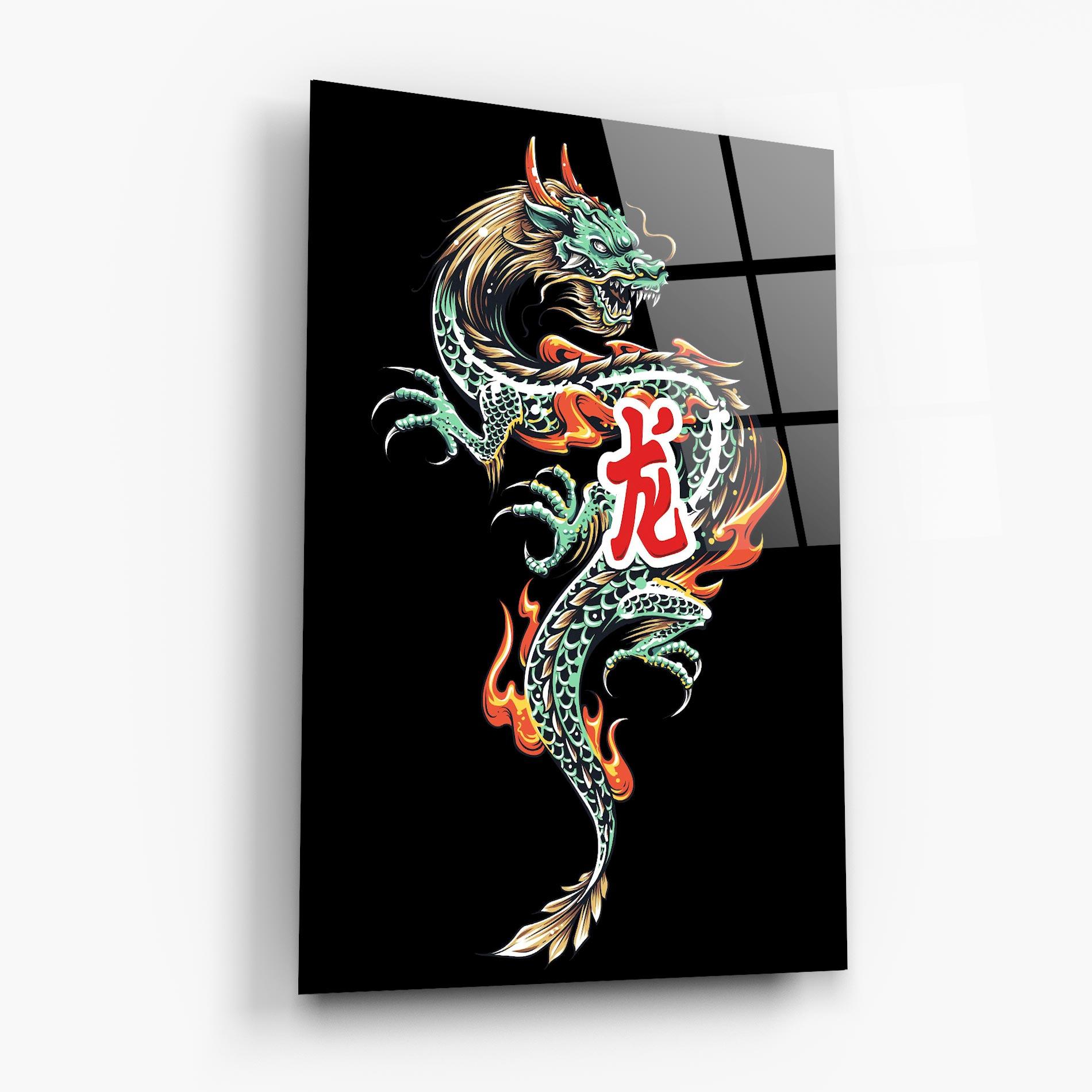 Glasbild Green Fire Dragon mockup 6