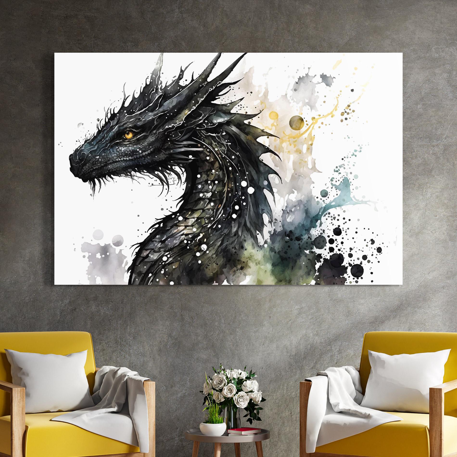 Glasbild Black Dragon Art mockup 4