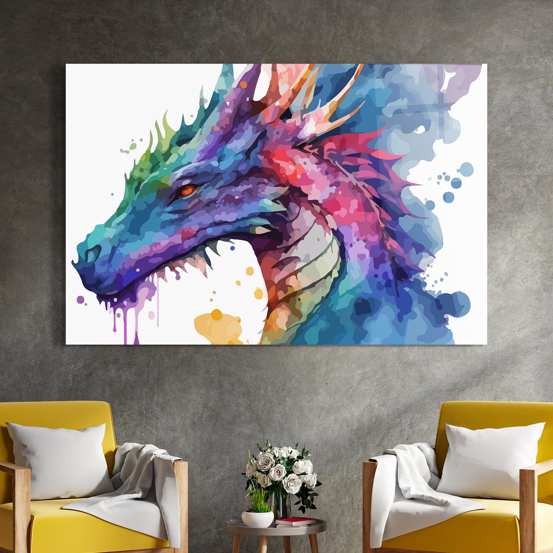 Glasbild Colourful Dragon mockup 4