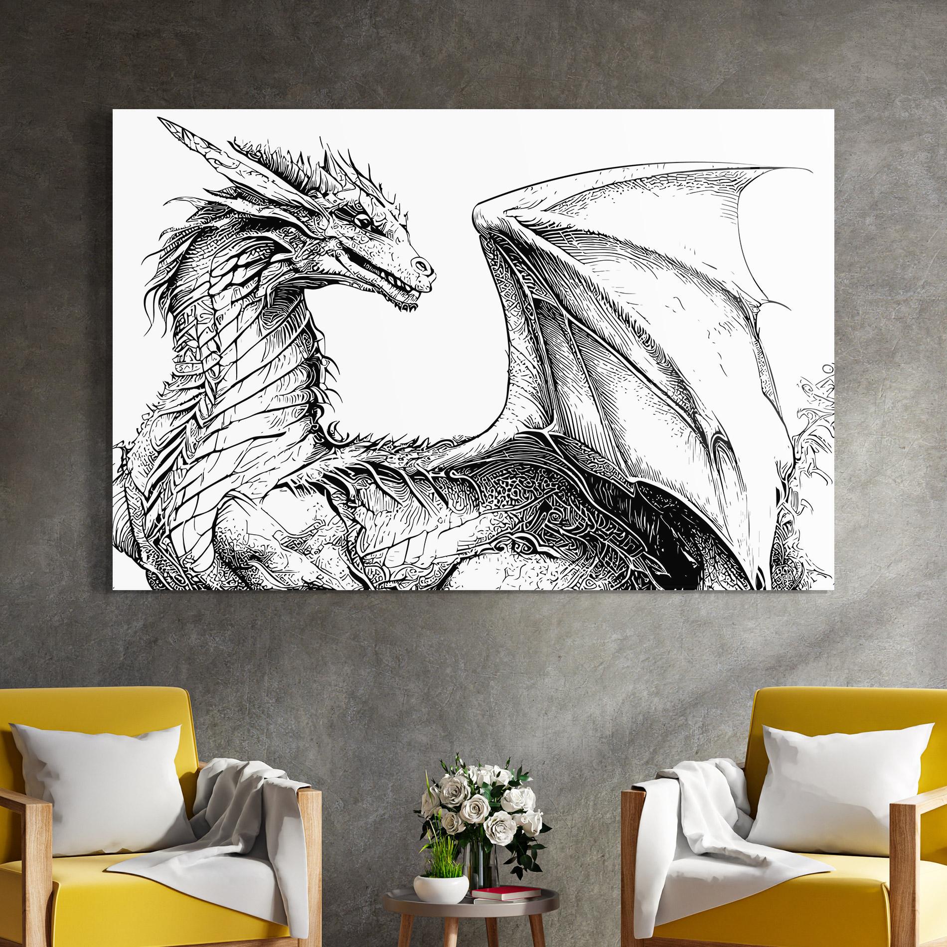 Glasbild Dragon Sketch mockup 4